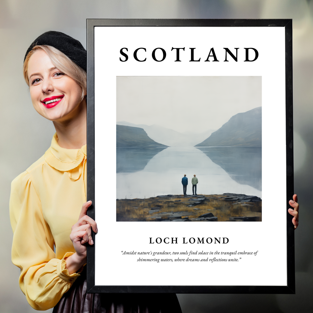 Person holding a poster of Loch Lomond