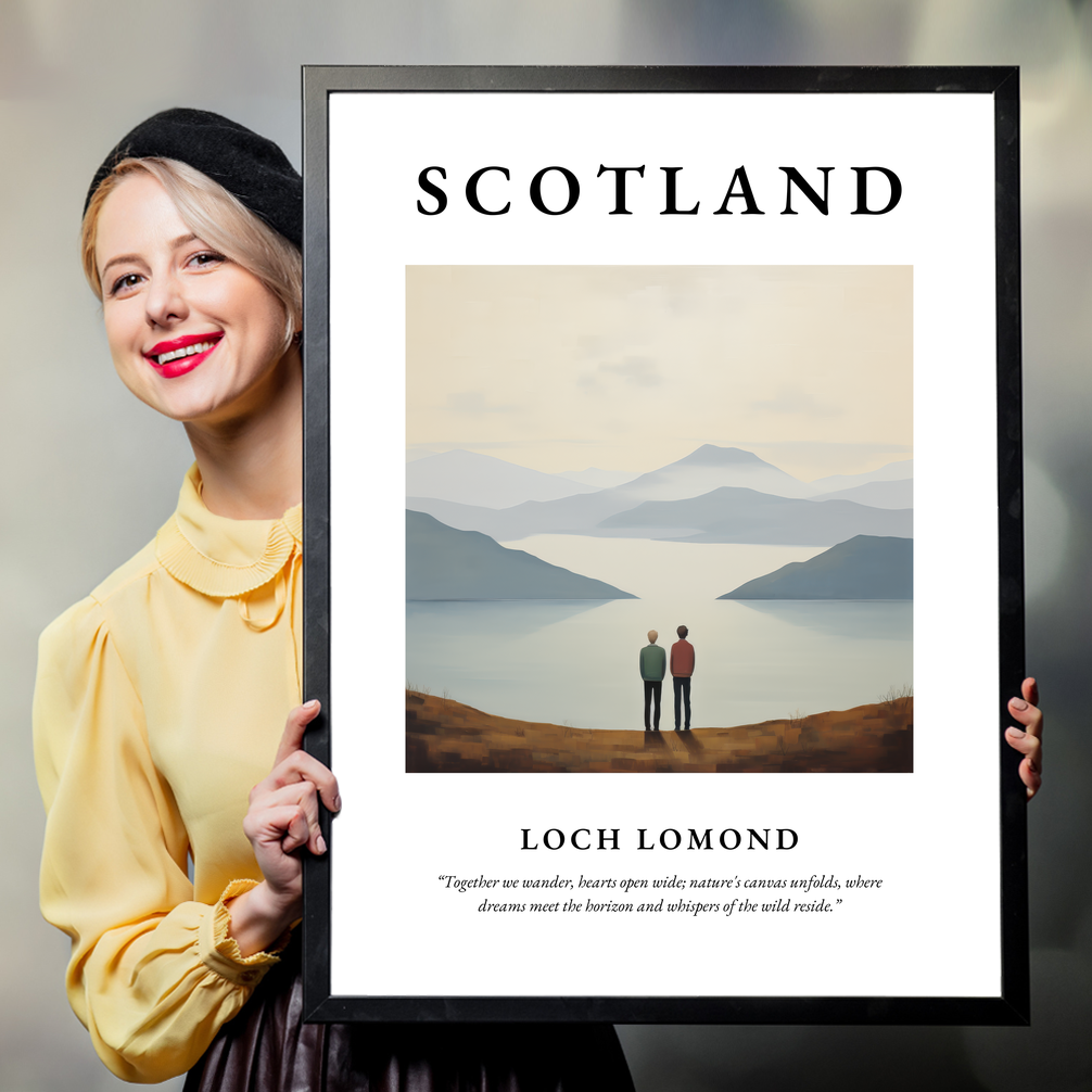 Person holding a poster of Loch Lomond