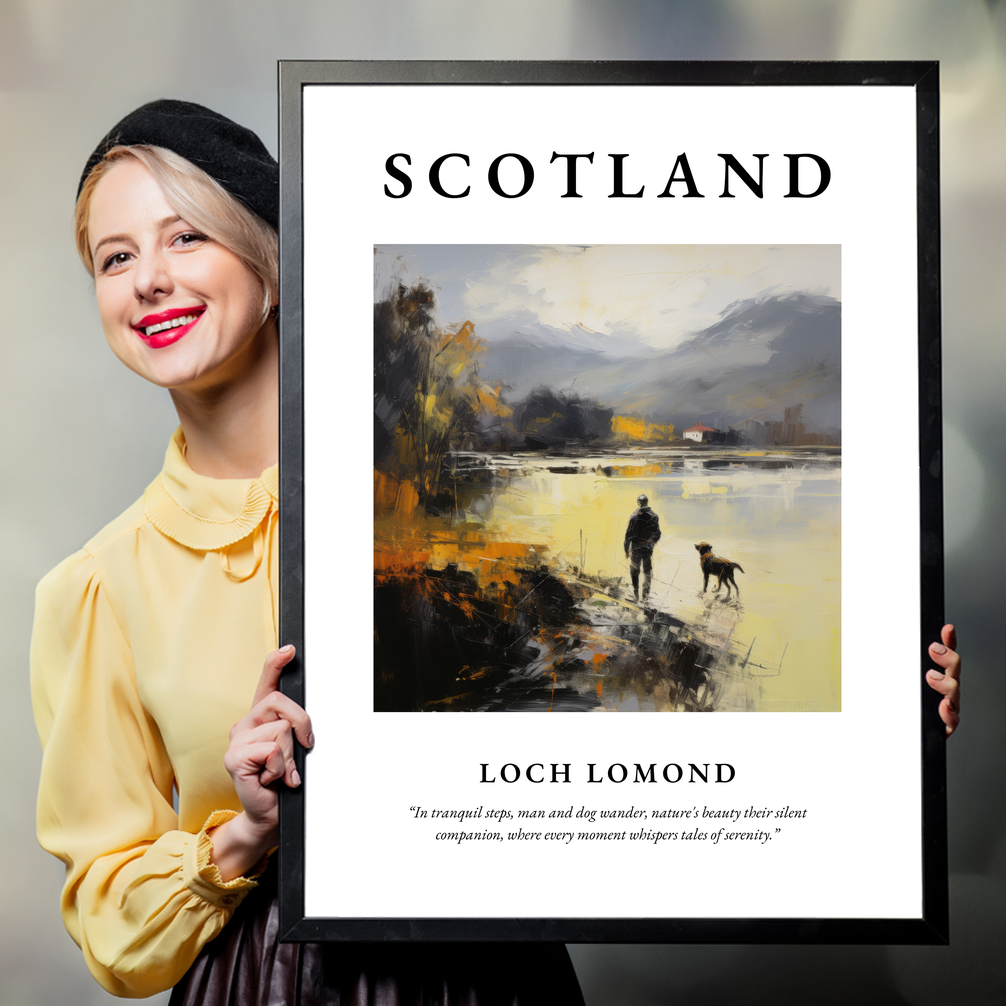 Person holding a poster of Loch Lomond