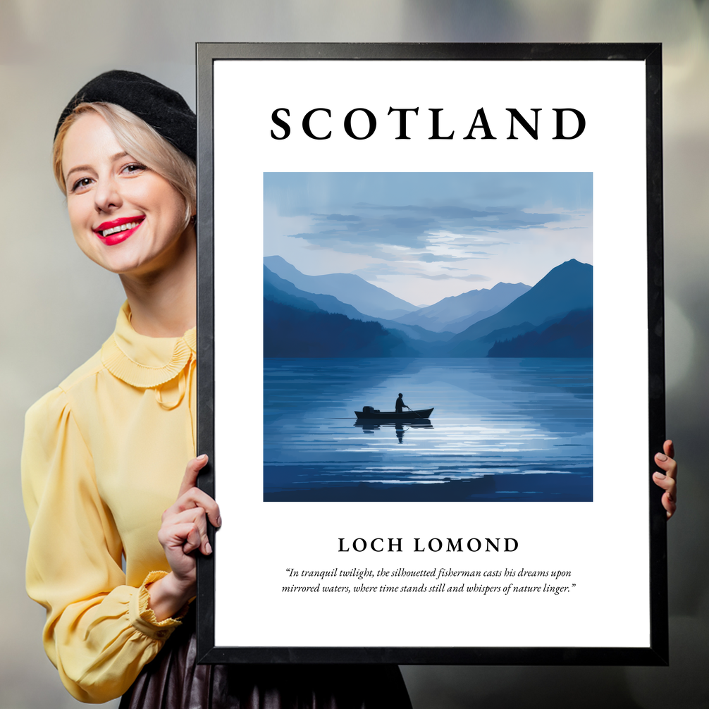 Person holding a poster of Loch Lomond