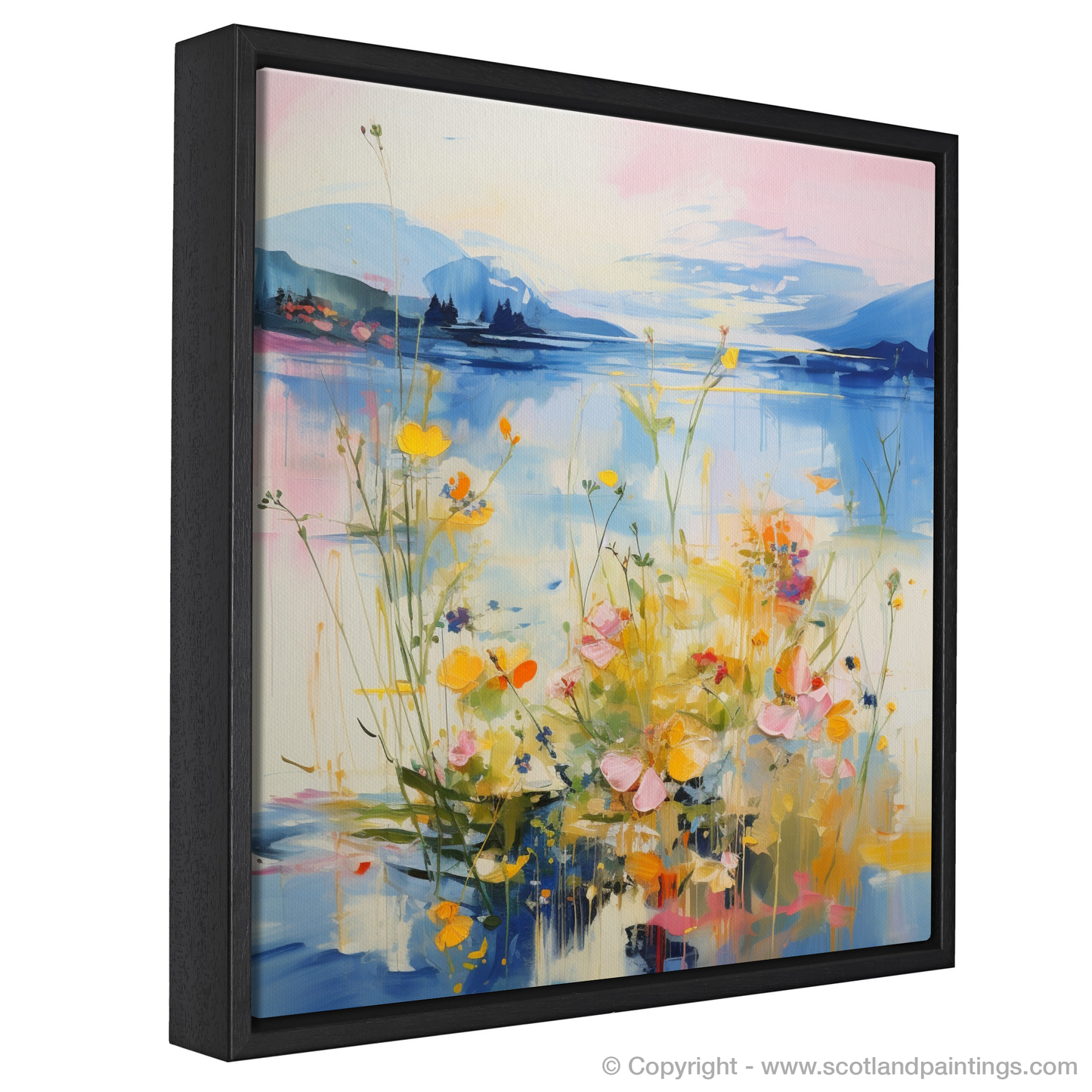 Painting and Art Print of Wildflowers by Loch Lomond entitled "Wildflowers Dance by Loch Lomond".