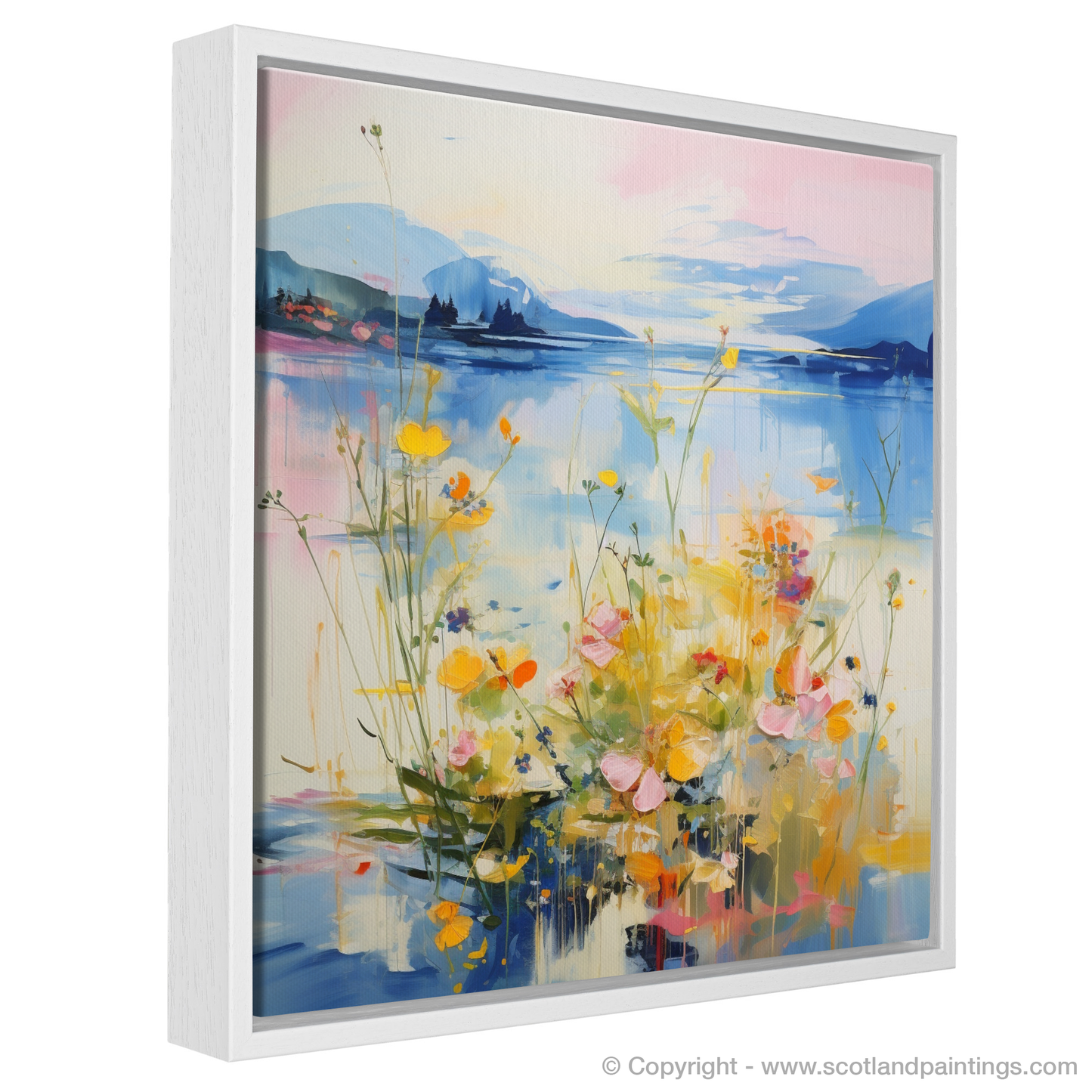 Painting and Art Print of Wildflowers by Loch Lomond entitled "Wildflowers Dance by Loch Lomond".