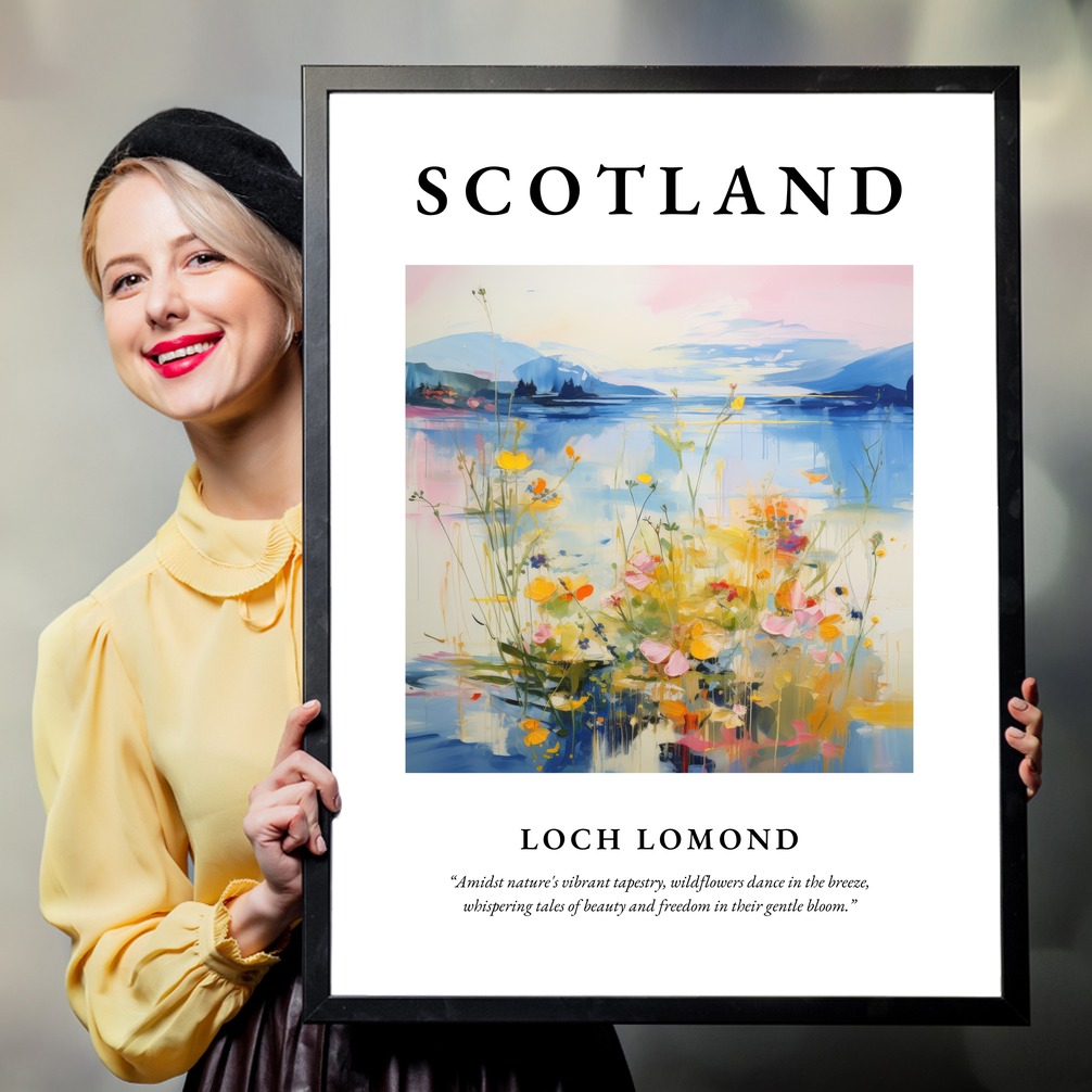 Person holding a poster of Loch Lomond