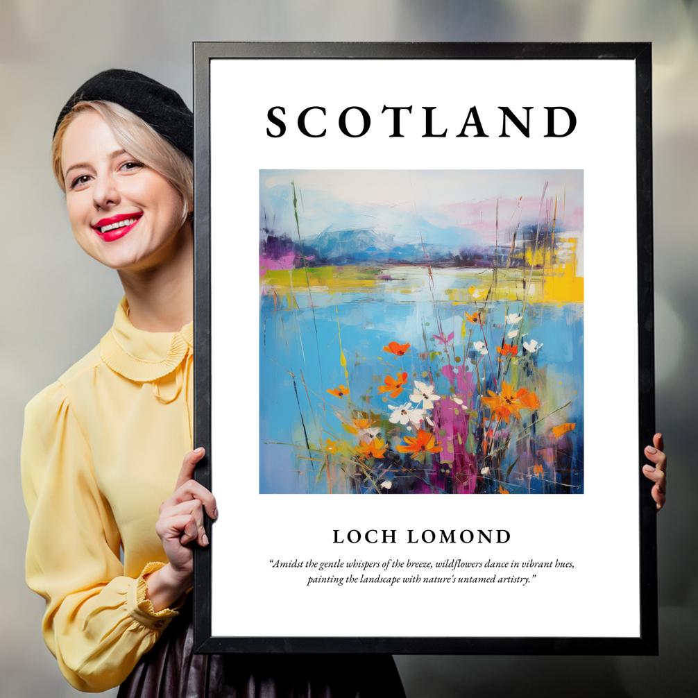 Person holding a poster of Loch Lomond