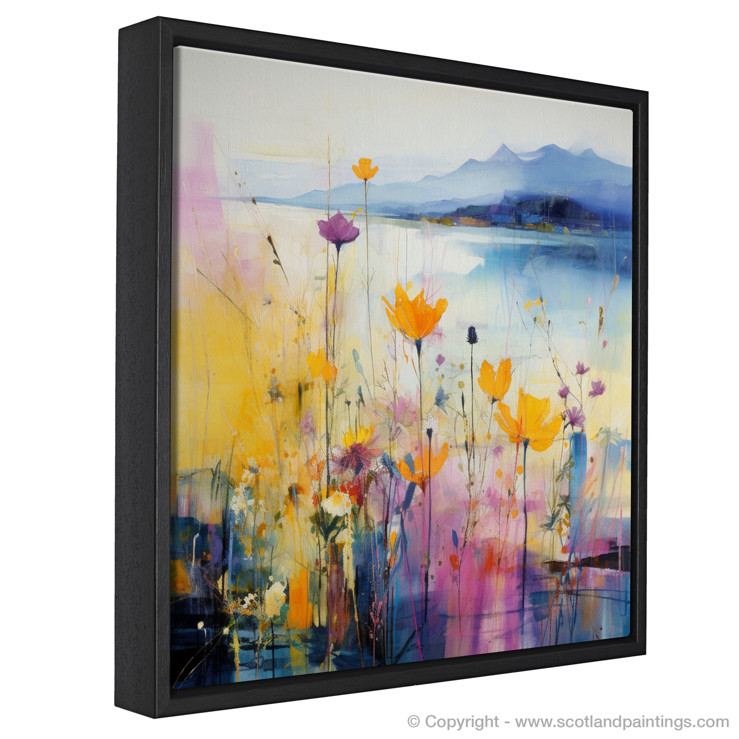 Painting and Art Print of Wildflowers by Loch Lomond entitled "Wildflowers Dance by Serene Loch Lomond".