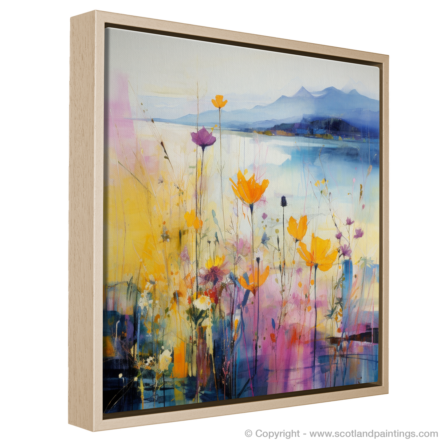 Painting and Art Print of Wildflowers by Loch Lomond entitled "Wildflowers Dance by Serene Loch Lomond".