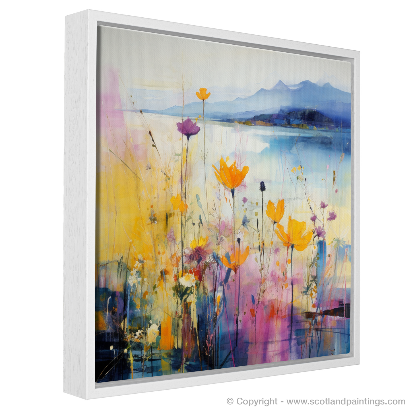 Painting and Art Print of Wildflowers by Loch Lomond entitled "Wildflowers Dance by Serene Loch Lomond".