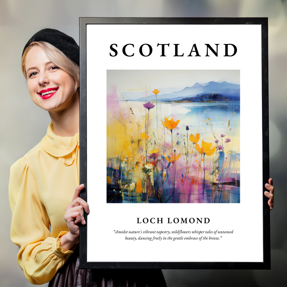 Person holding a poster of Loch Lomond