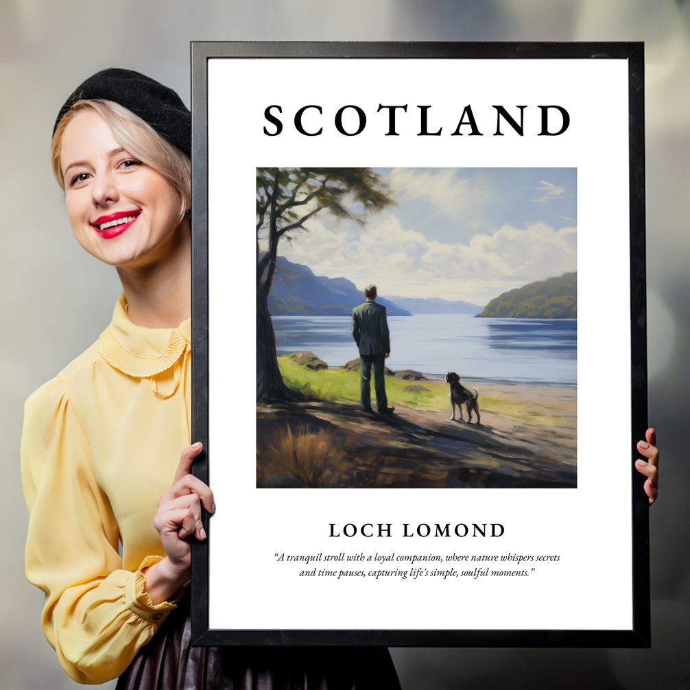 Person holding a poster of Loch Lomond