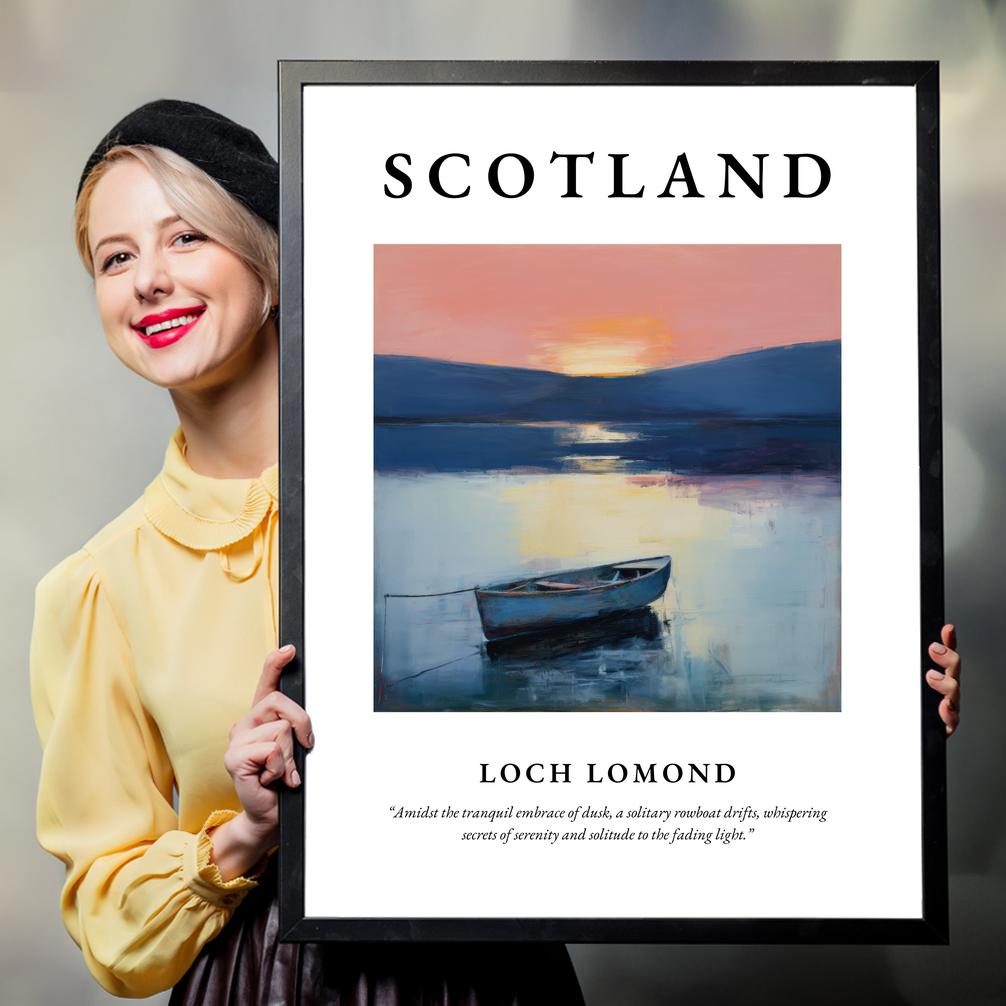 Person holding a poster of Loch Lomond