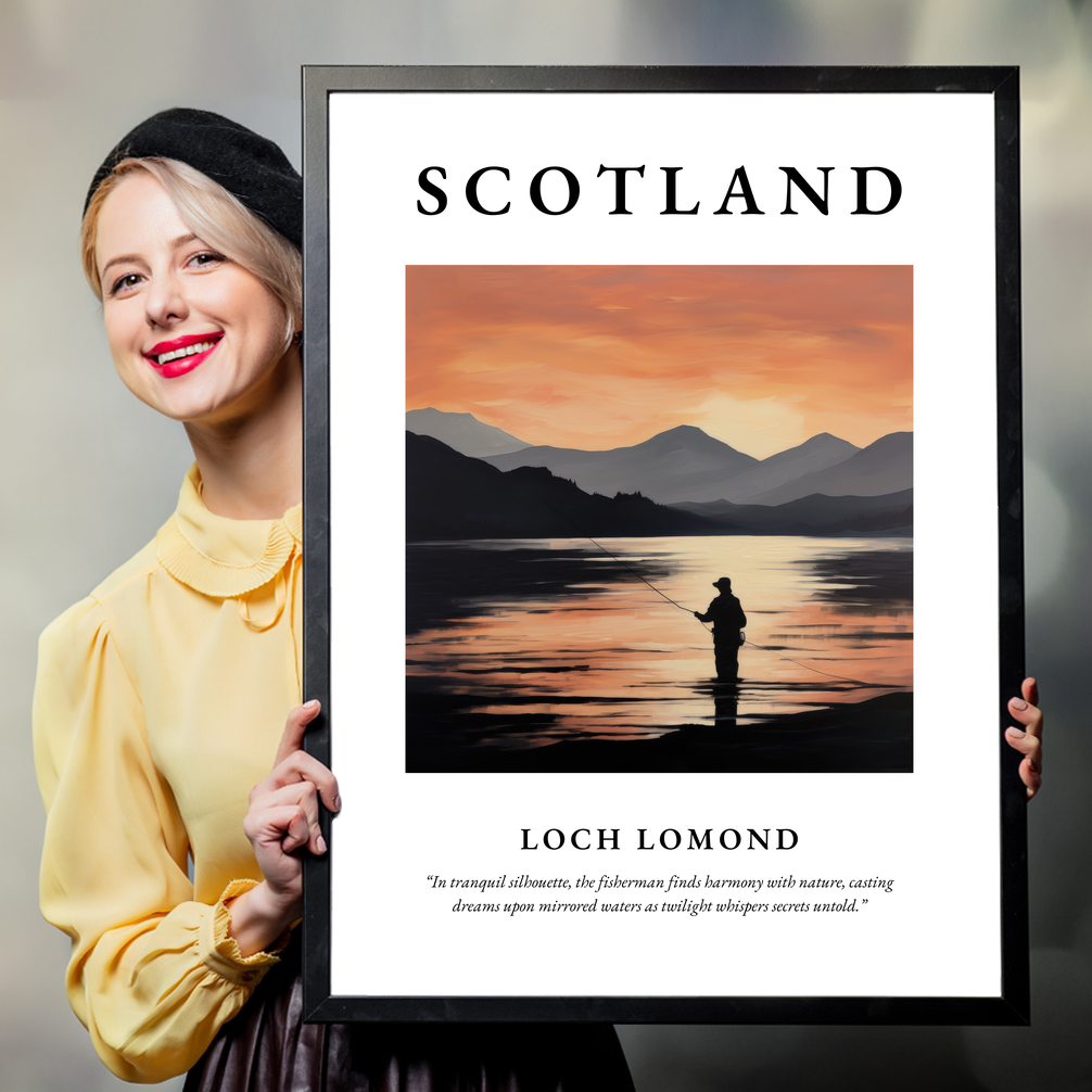 Person holding a poster of Loch Lomond