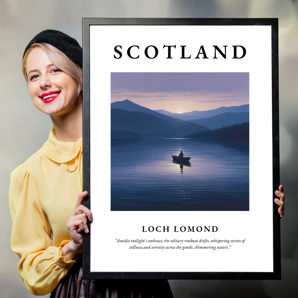 Person holding a poster of Loch Lomond