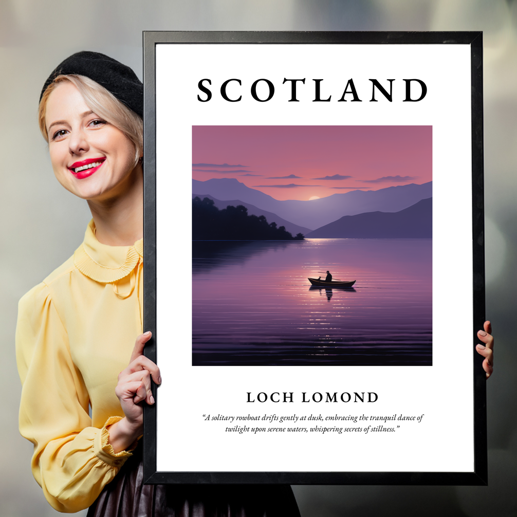 Person holding a poster of Loch Lomond