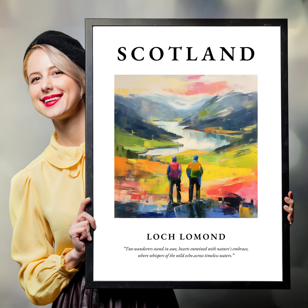 Person holding a poster of Loch Lomond