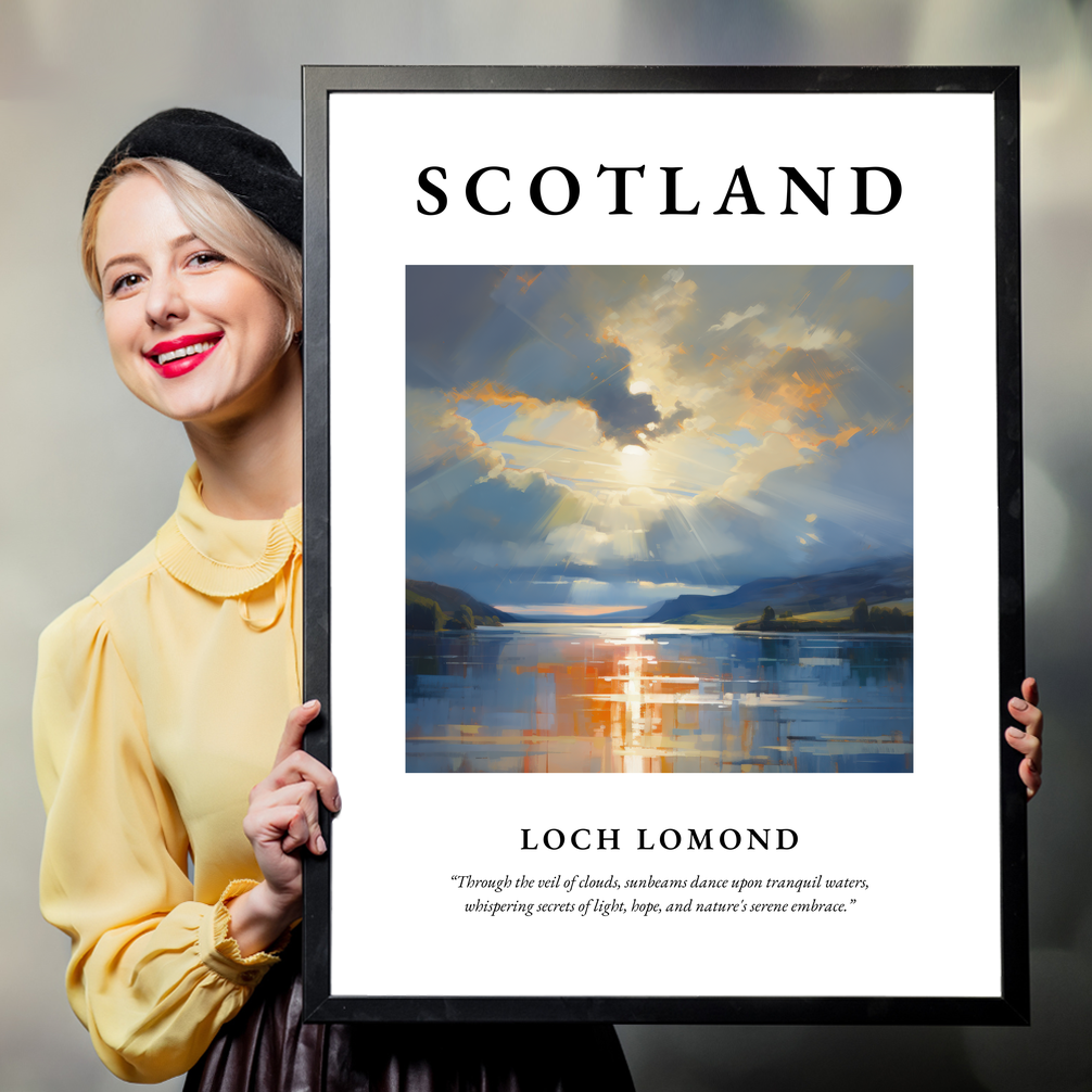 Person holding a poster of Loch Lomond