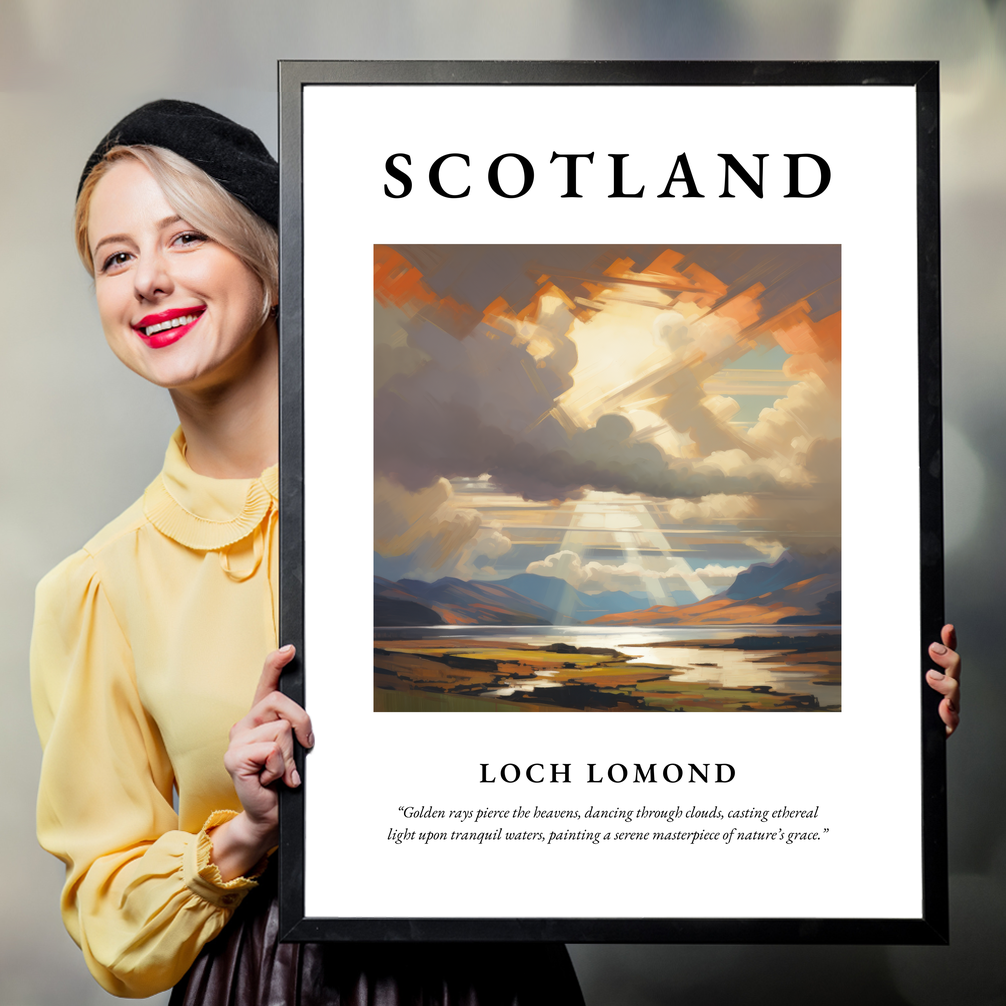 Person holding a poster of Loch Lomond