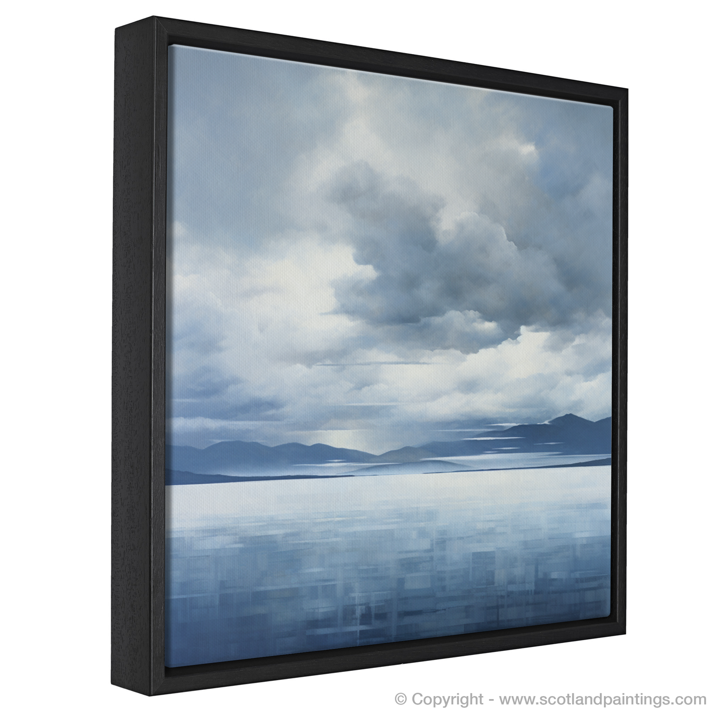 Painting and Art Print of Storm clouds above Loch Lomond entitled "Storm Clouds over Tranquil Loch Lomond".