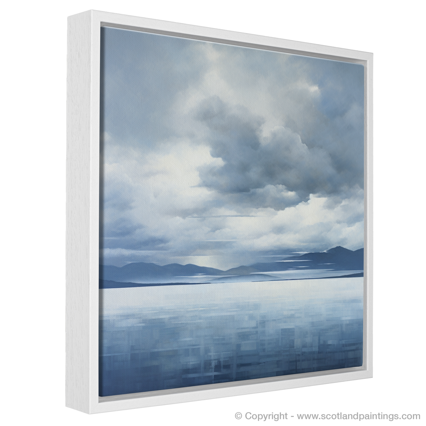 Painting and Art Print of Storm clouds above Loch Lomond entitled "Storm Clouds over Tranquil Loch Lomond".