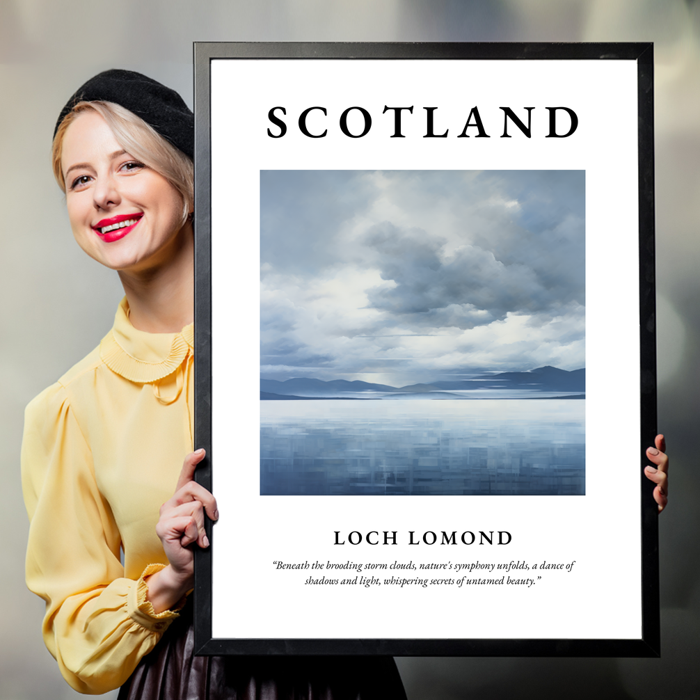 Person holding a poster of Loch Lomond