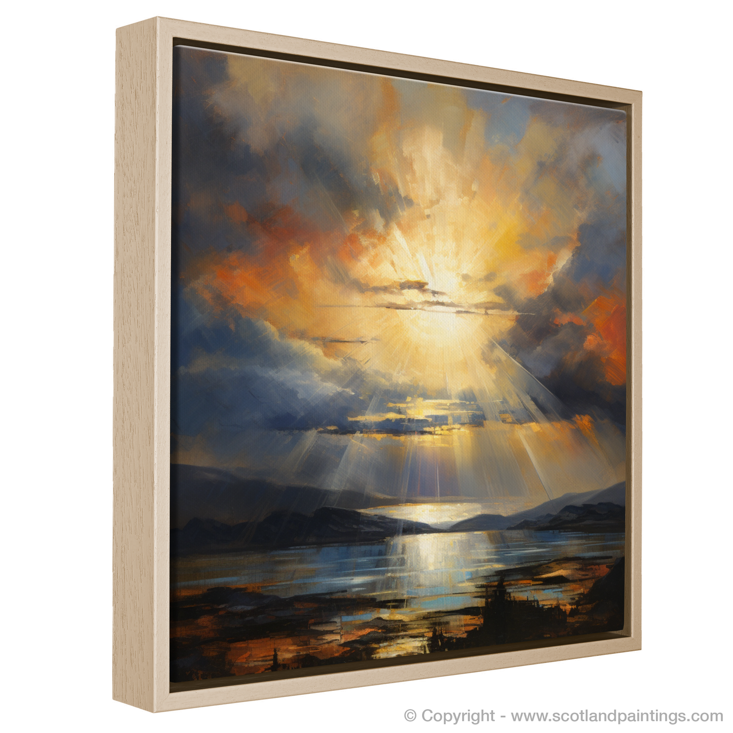 Painting and Art Print of Crepuscular rays above Loch Lomond entitled "Crepuscular Majesty: An Abstract Ode to Loch Lomond".