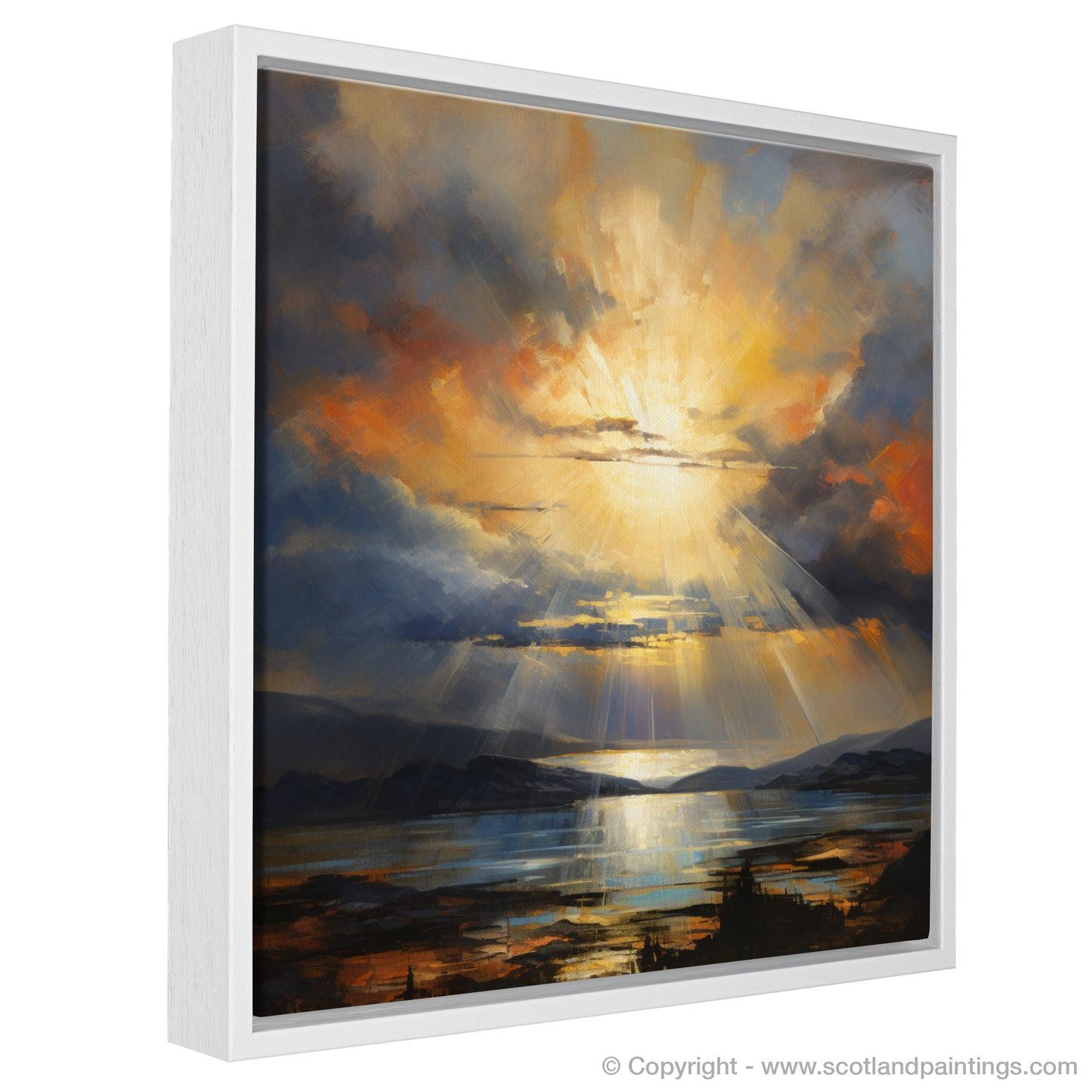 Painting and Art Print of Crepuscular rays above Loch Lomond entitled "Crepuscular Majesty: An Abstract Ode to Loch Lomond".