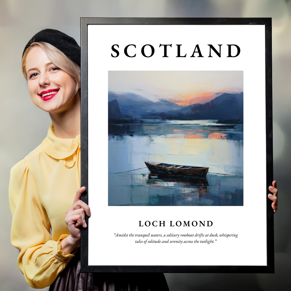 Person holding a poster of Loch Lomond