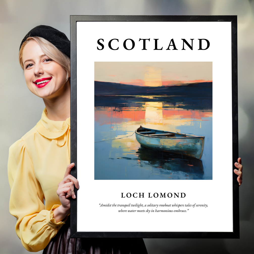 Person holding a poster of Loch Lomond