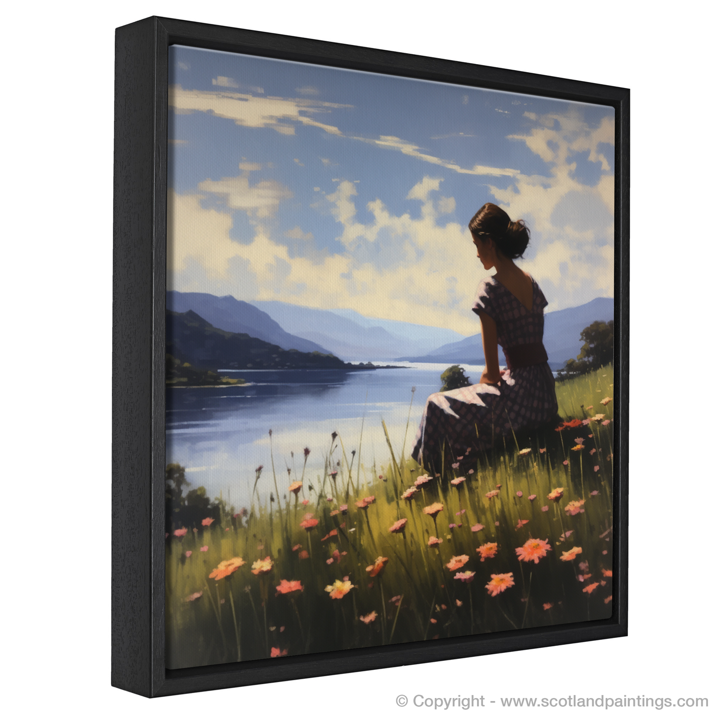 Painting and Art Print of Wildflowers by Loch Lomond. Wildflowers by the Serene Shores of Loch Lomond.