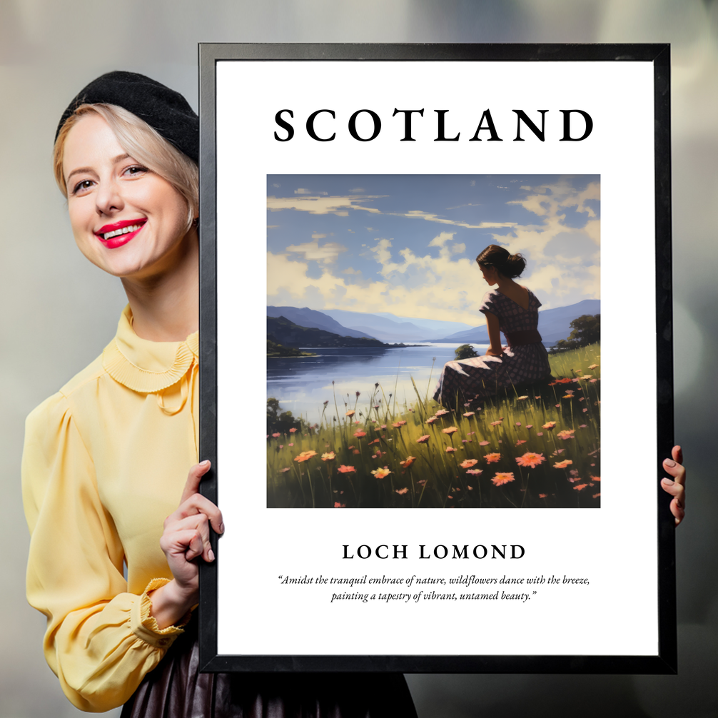 Person holding a poster of Loch Lomond