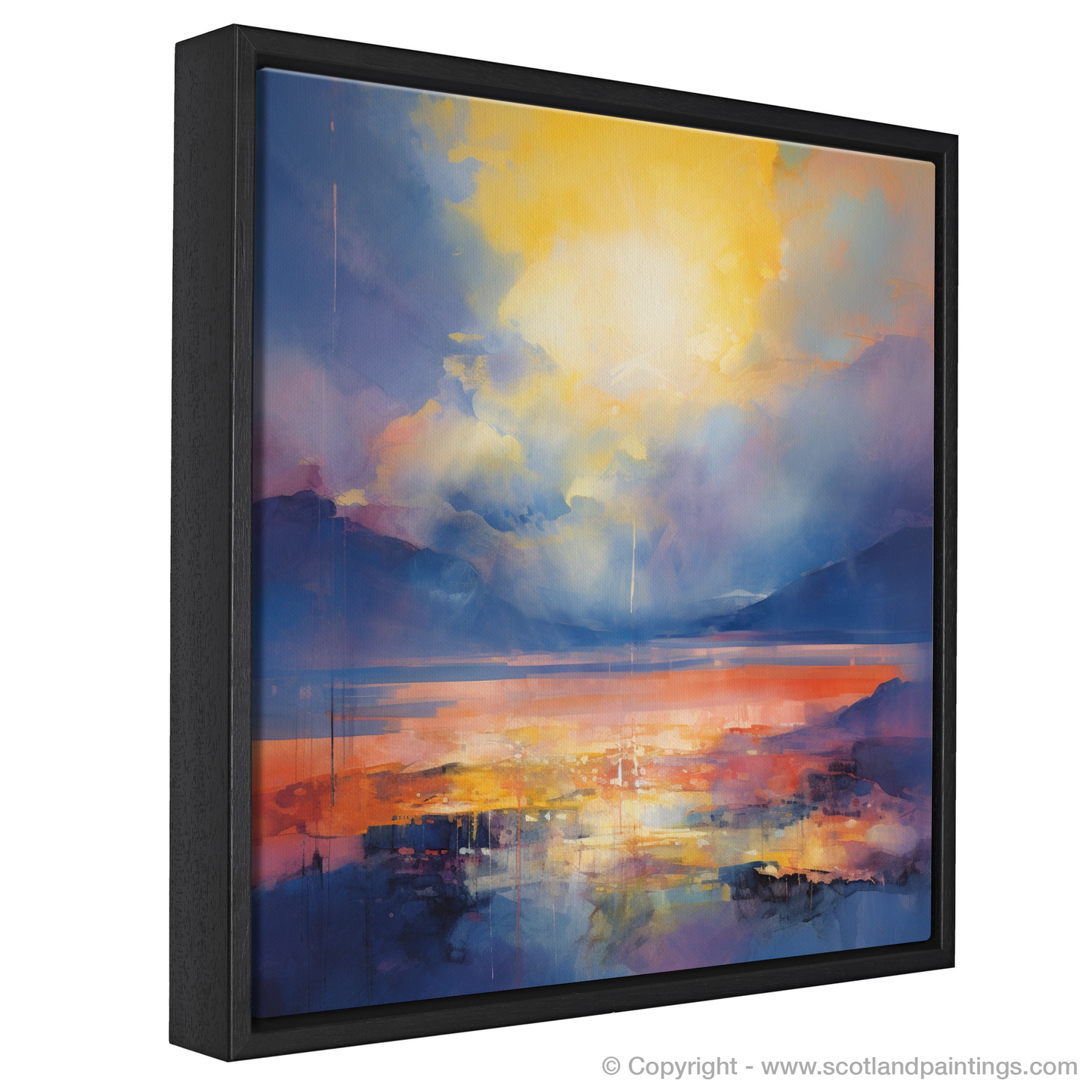 Painting and Art Print of Crepuscular rays above Loch Lomond. Crepuscular Radiance over Loch Lomond.