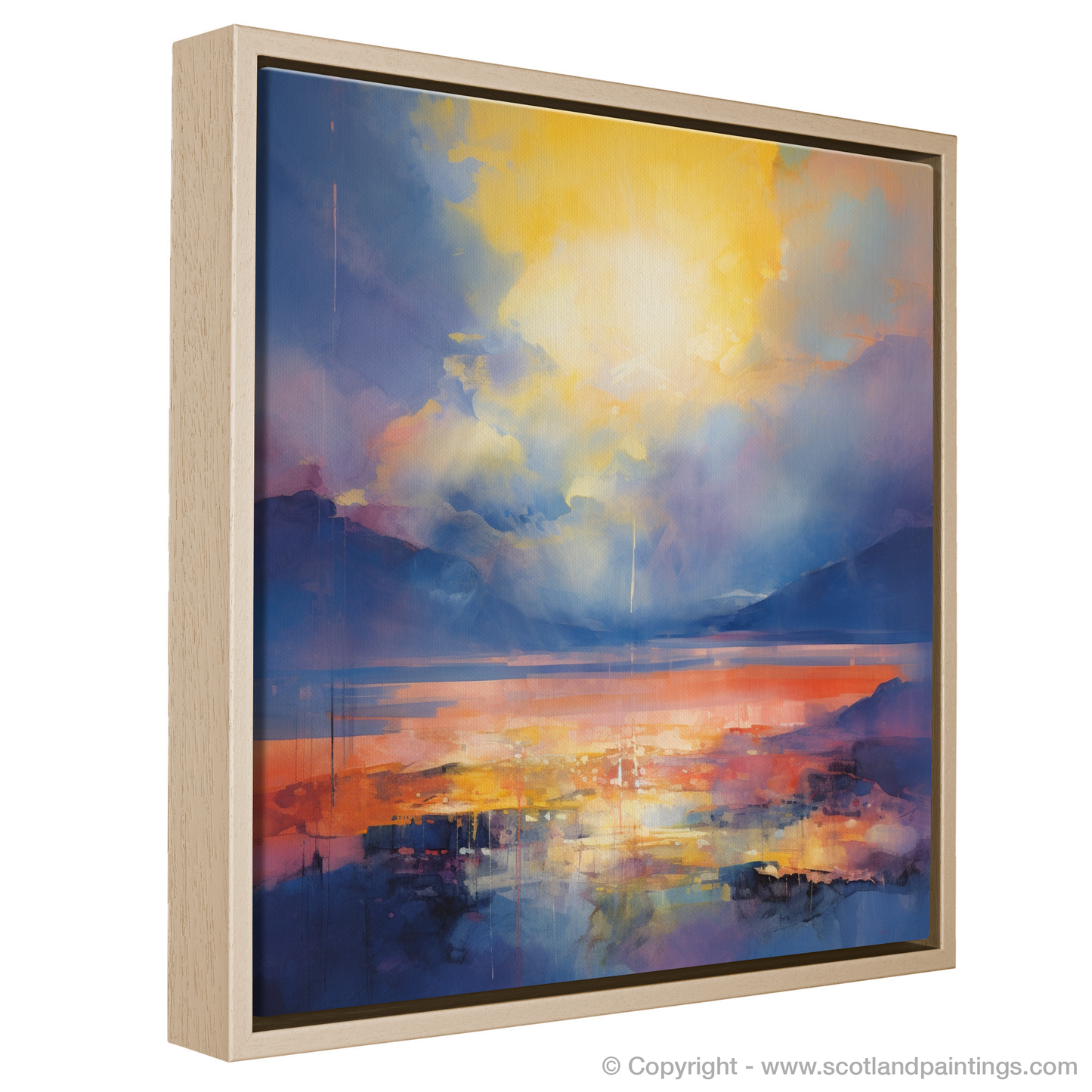 Painting and Art Print of Crepuscular rays above Loch Lomond. Crepuscular Radiance over Loch Lomond.