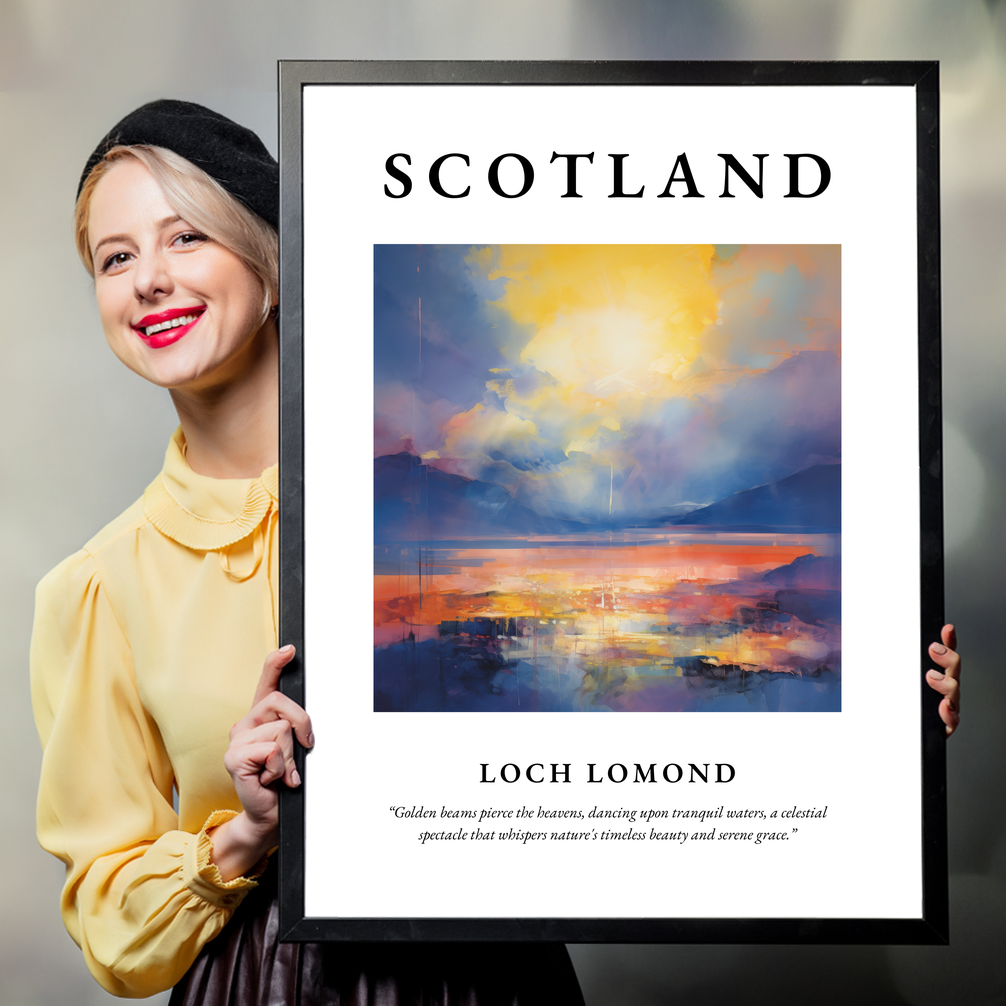 Person holding a poster of Loch Lomond