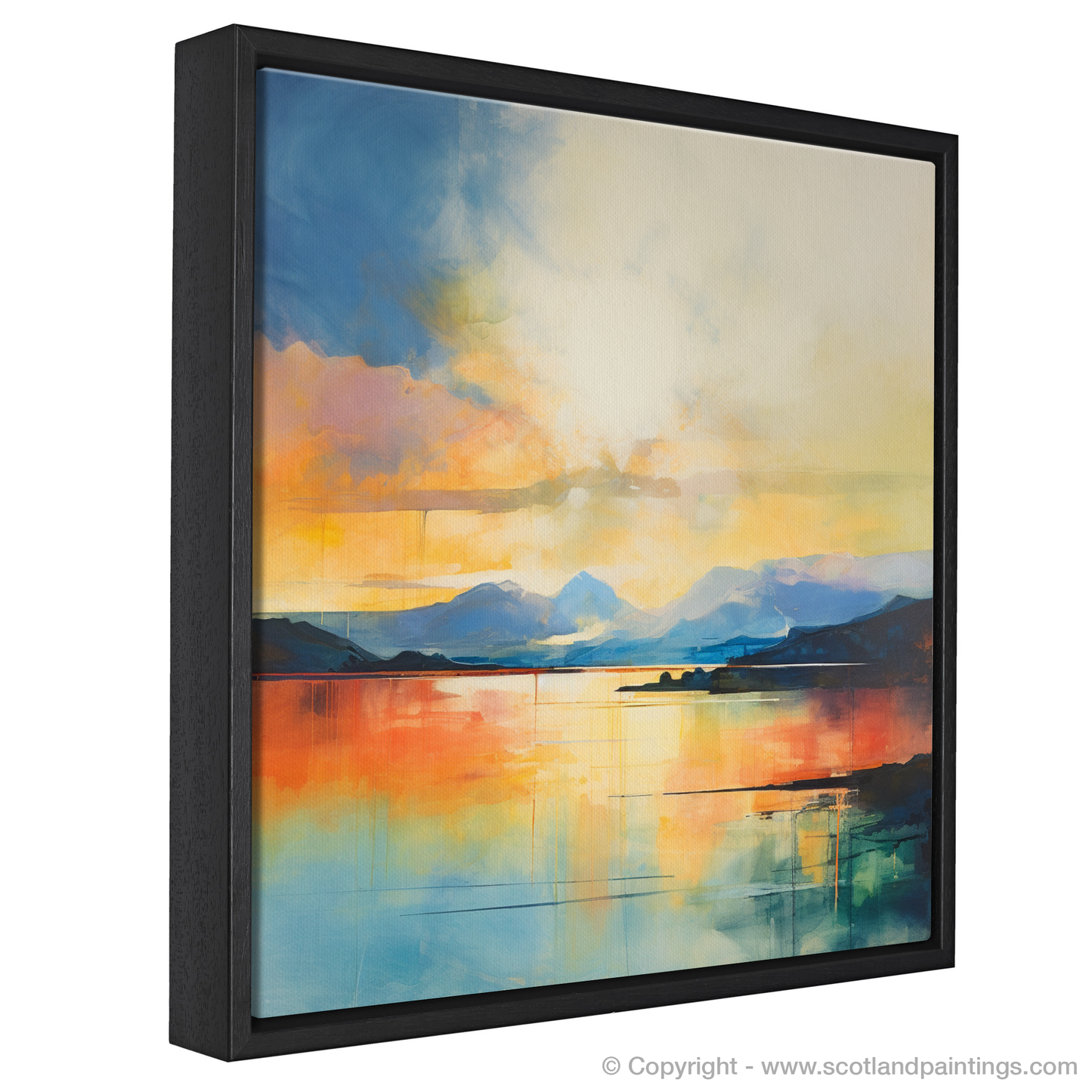 Painting and Art Print of Crepuscular rays above Loch Lomond. Crepuscular Radiance over Loch Lomond.