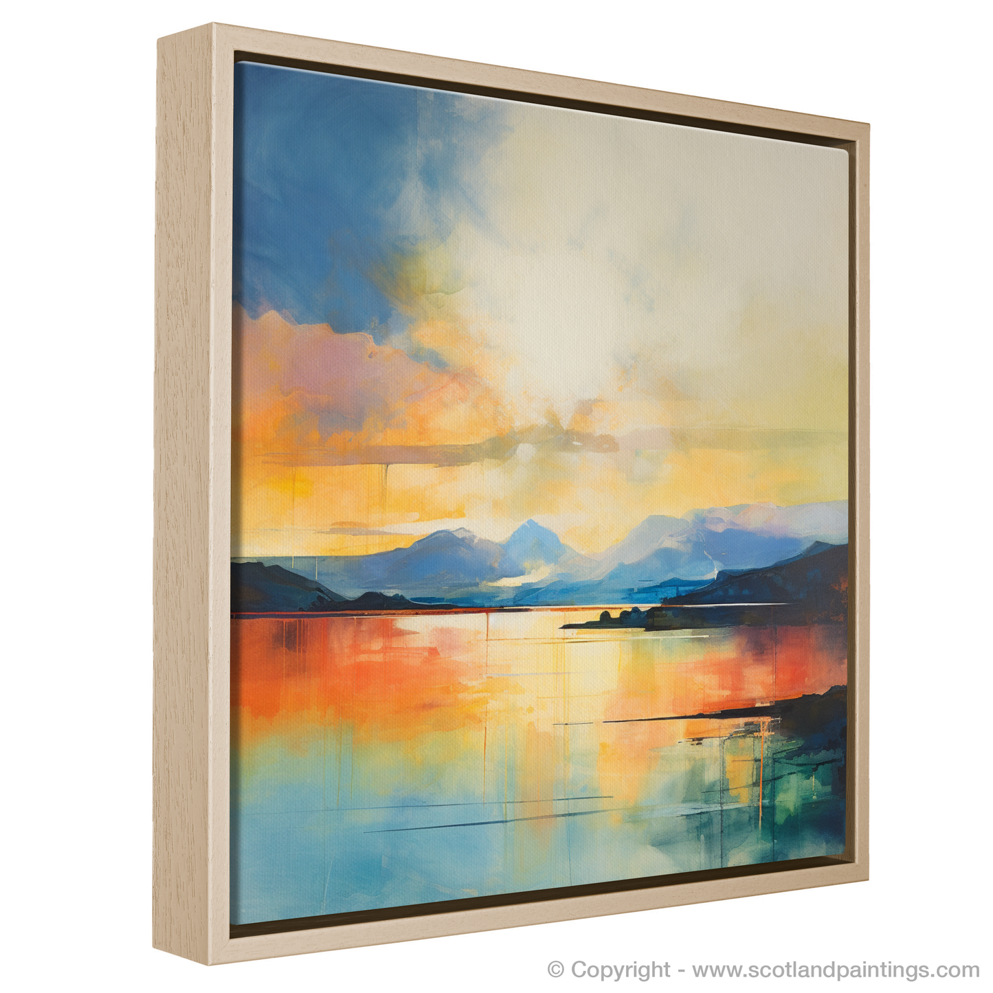 Painting and Art Print of Crepuscular rays above Loch Lomond. Crepuscular Radiance over Loch Lomond.