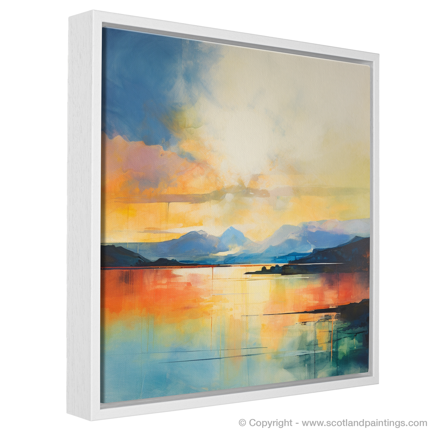 Painting and Art Print of Crepuscular rays above Loch Lomond. Crepuscular Radiance over Loch Lomond.