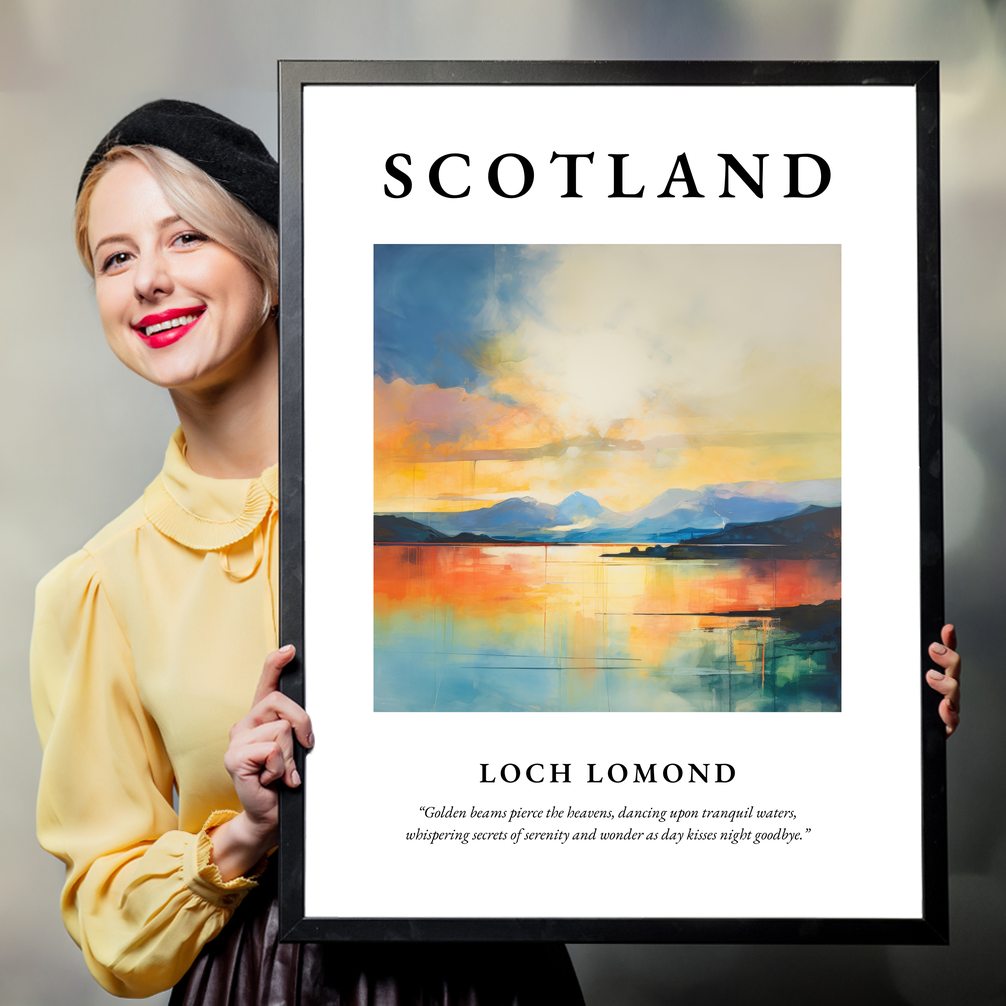 Person holding a poster of Loch Lomond