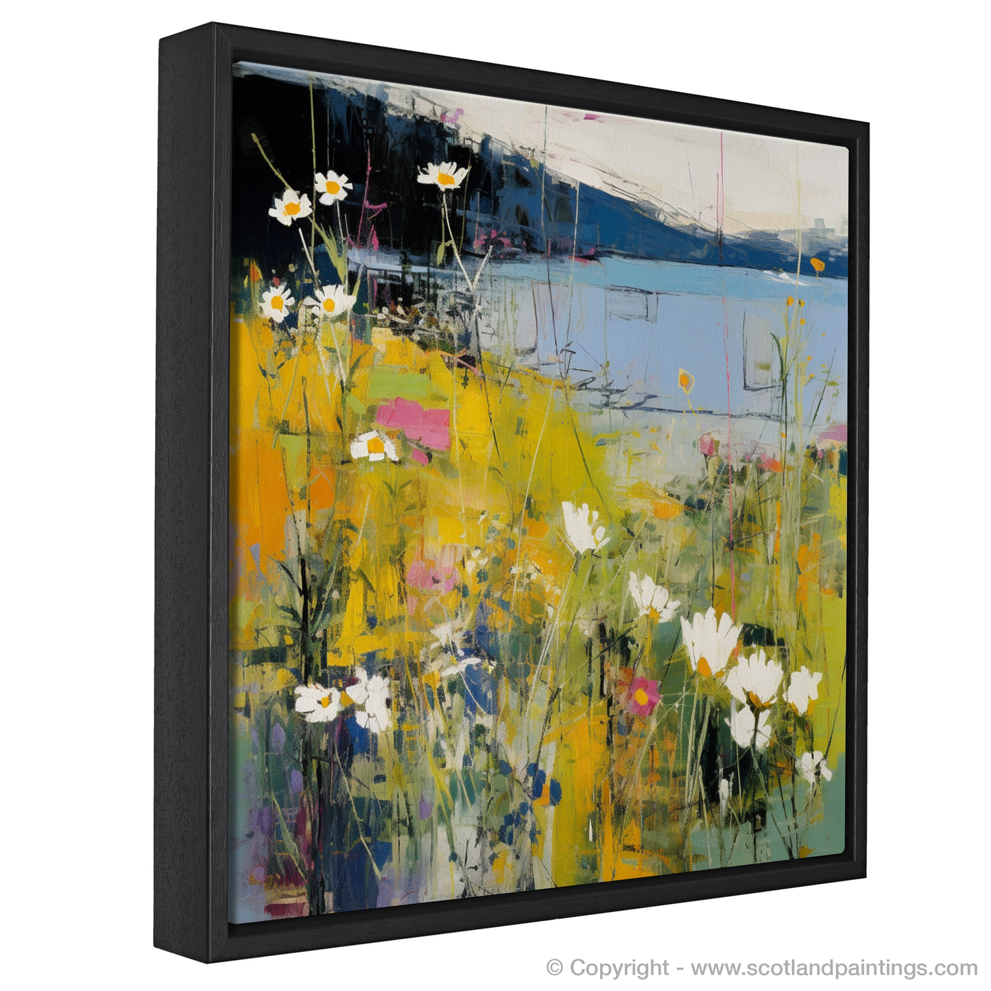 Painting and Art Print of Wildflowers by Loch Lomond entitled "Wildflowers Dance by Loch Lomond".