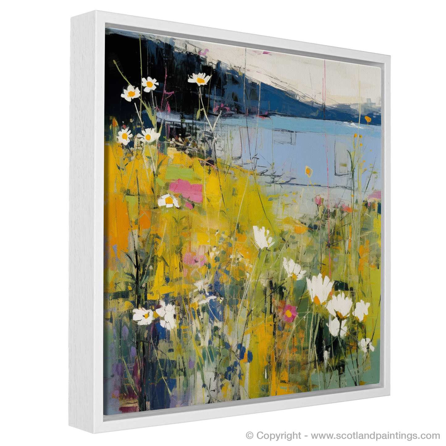 Painting and Art Print of Wildflowers by Loch Lomond entitled "Wildflowers Dance by Loch Lomond".