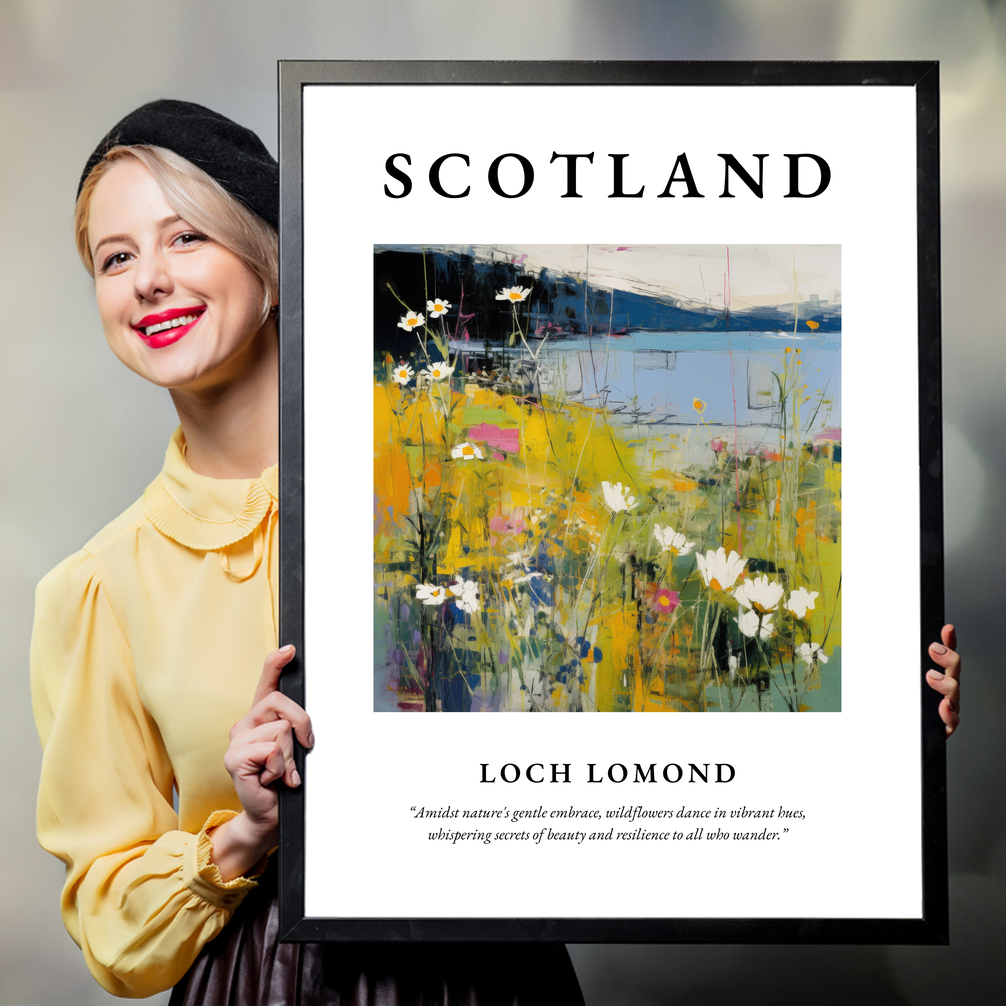 Person holding a poster of Loch Lomond