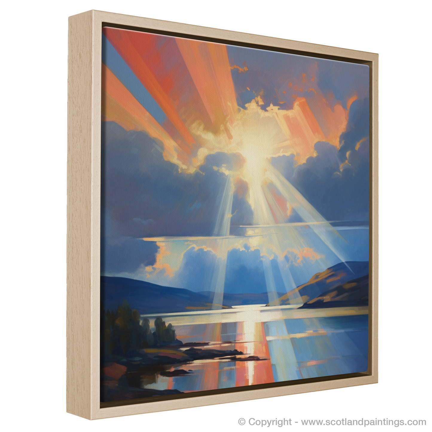 Painting and Art Print of Crepuscular rays above Loch Lomond entitled "Crepuscular Majesty Over Loch Lomond".