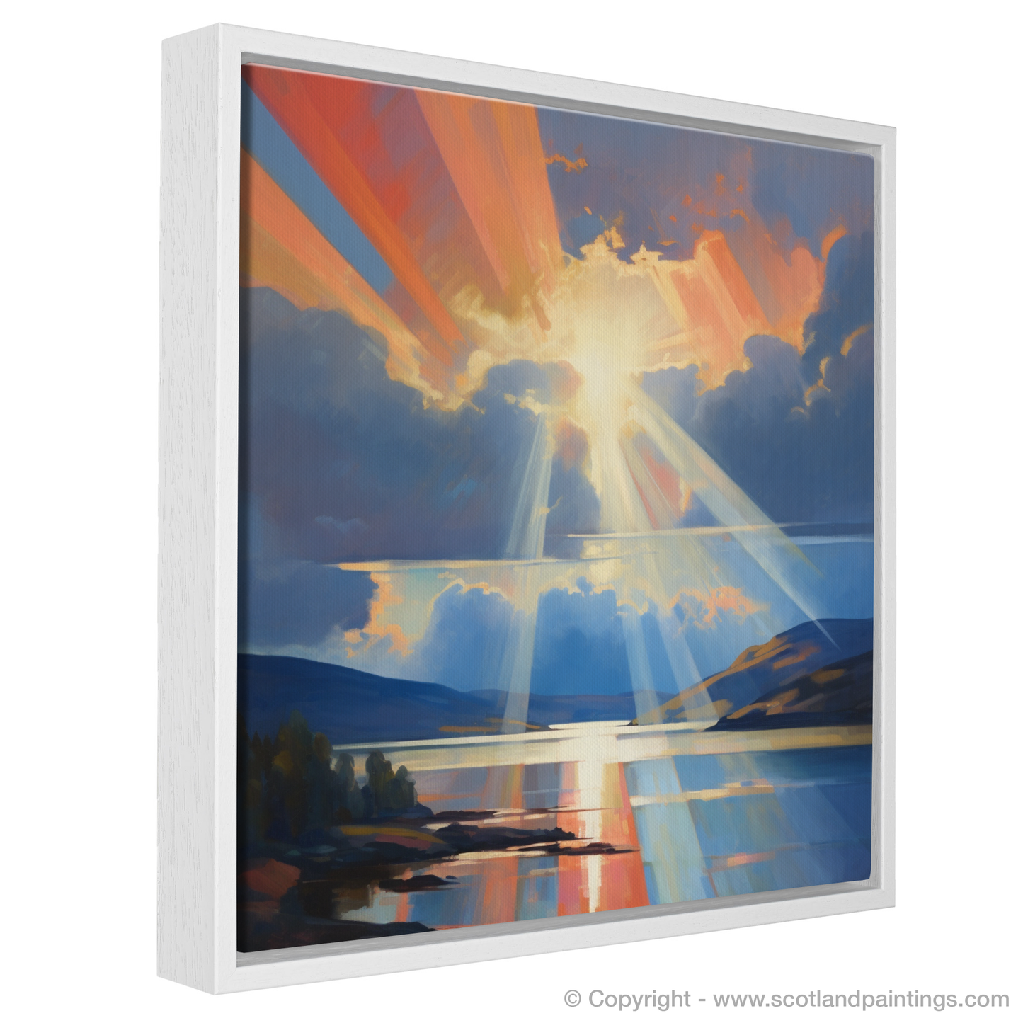 Painting and Art Print of Crepuscular rays above Loch Lomond entitled "Crepuscular Majesty Over Loch Lomond".