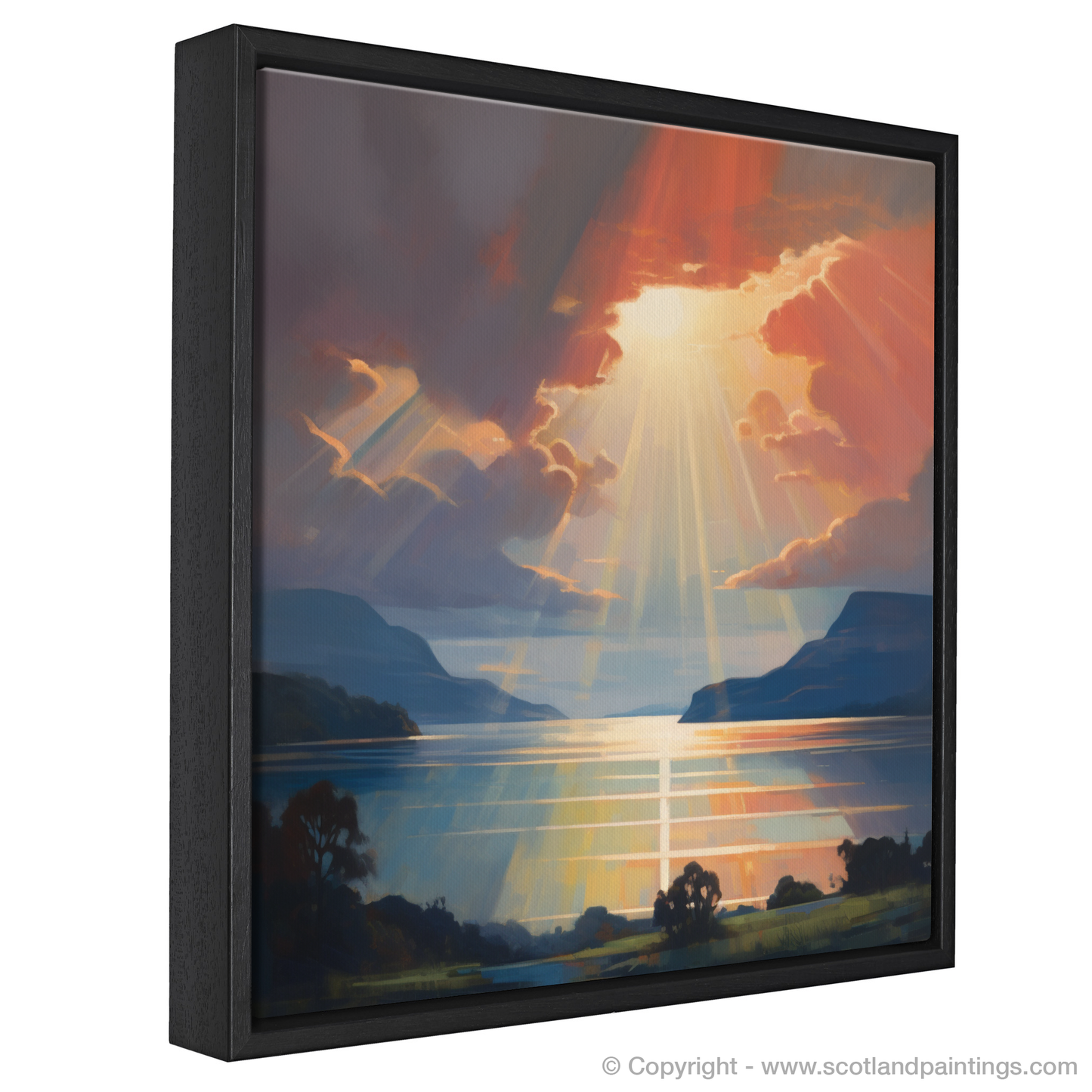 Painting and Art Print of Crepuscular rays above Loch Lomond entitled "Crepuscular Majesty over Loch Lomond".