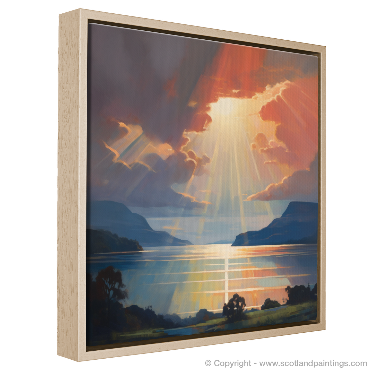 Painting and Art Print of Crepuscular rays above Loch Lomond entitled "Crepuscular Majesty over Loch Lomond".