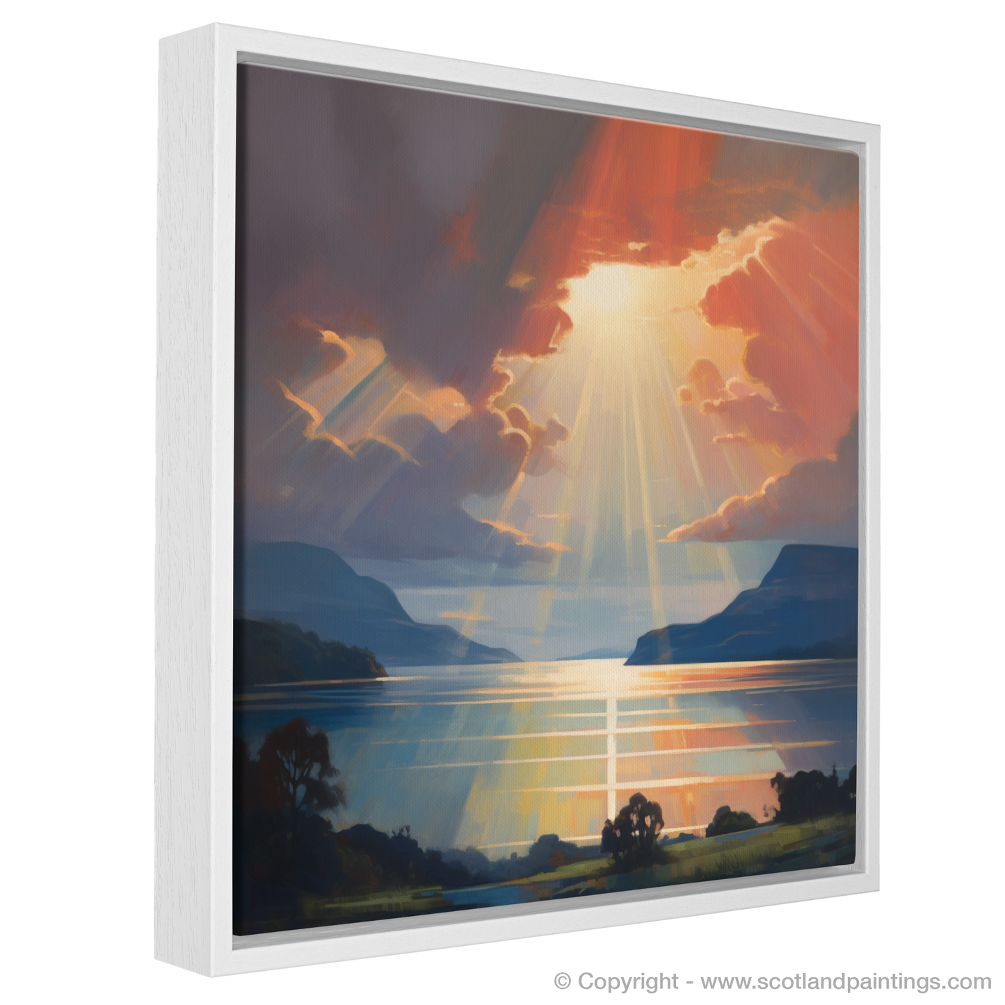 Painting and Art Print of Crepuscular rays above Loch Lomond entitled "Crepuscular Majesty over Loch Lomond".