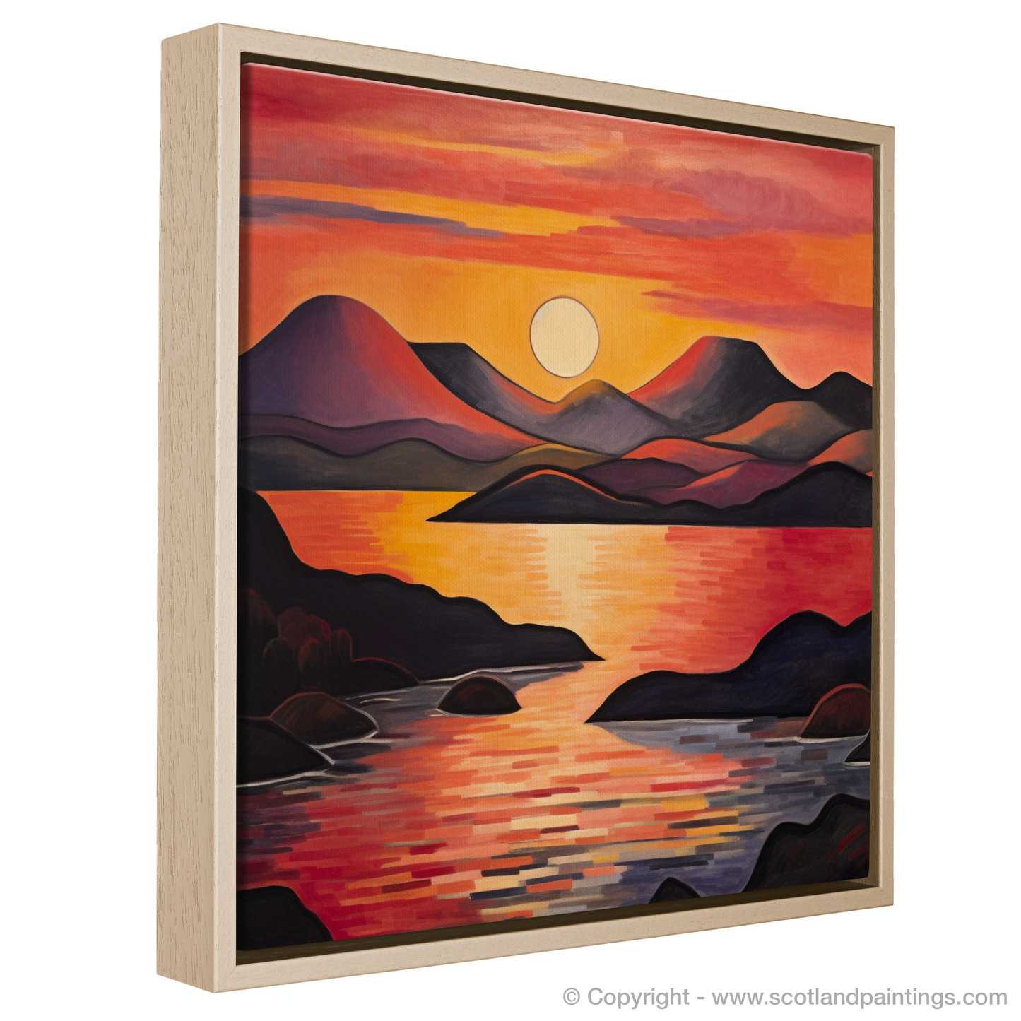 Painting and Art Print of Sunset over Loch Lomond entitled "Abstract Sunset Serenade over Loch Lomond".