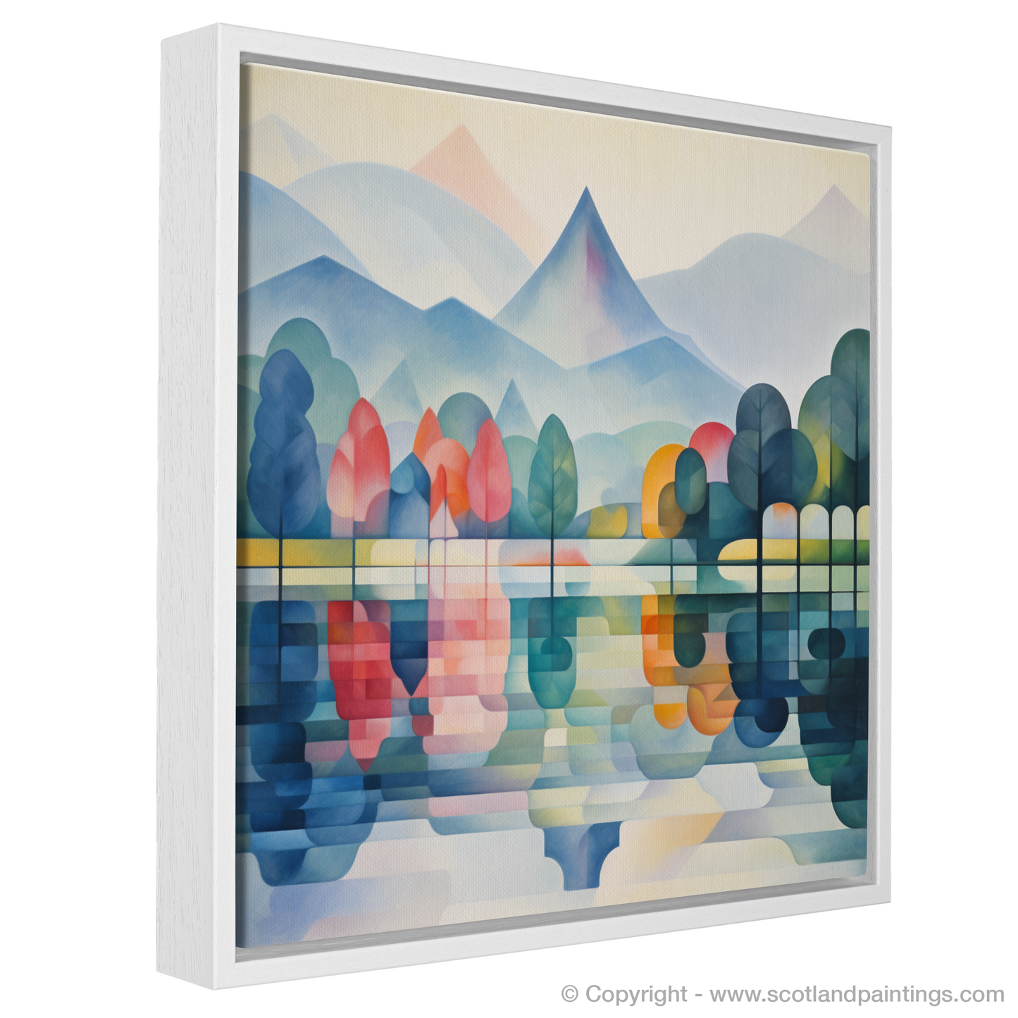 Painting and Art Print of Misty morning on Loch Lomond entitled "Misty Mornings on Loch Lomond: An Abstract Awakening".