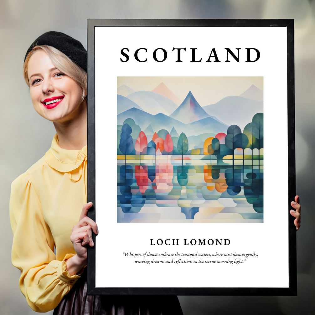 Person holding a poster of Loch Lomond