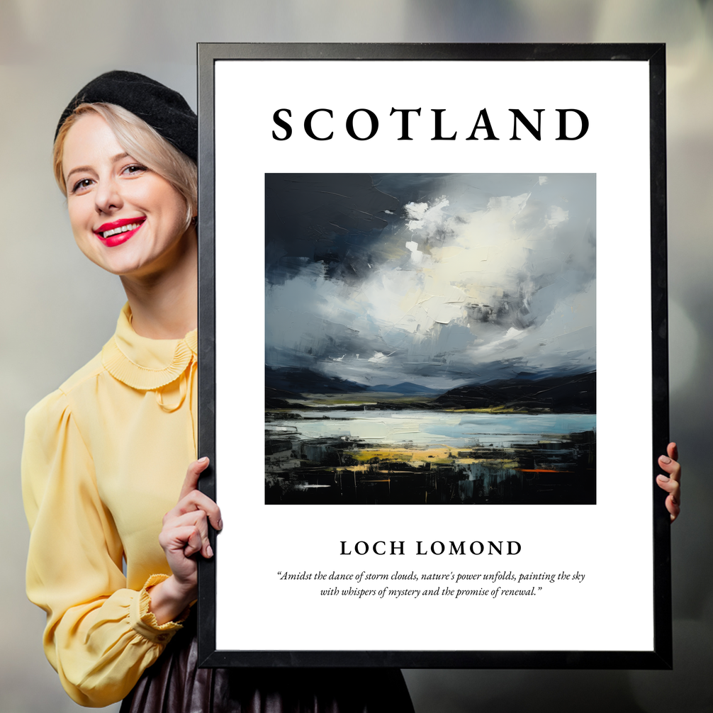 Person holding a poster of Loch Lomond