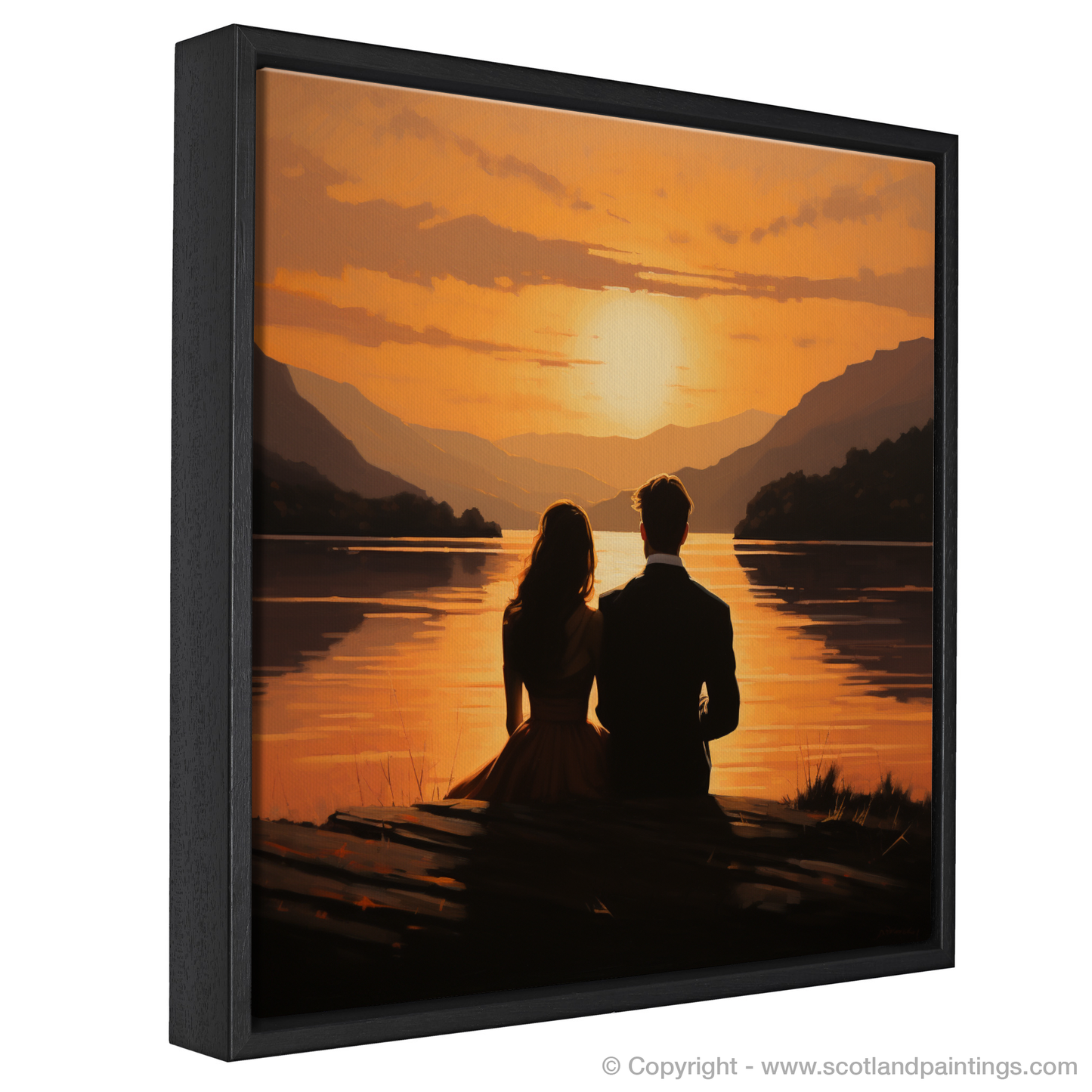 Painting and Art Print of Sunset over Loch Lomond entitled "Sunset Serenade over Loch Lomond".