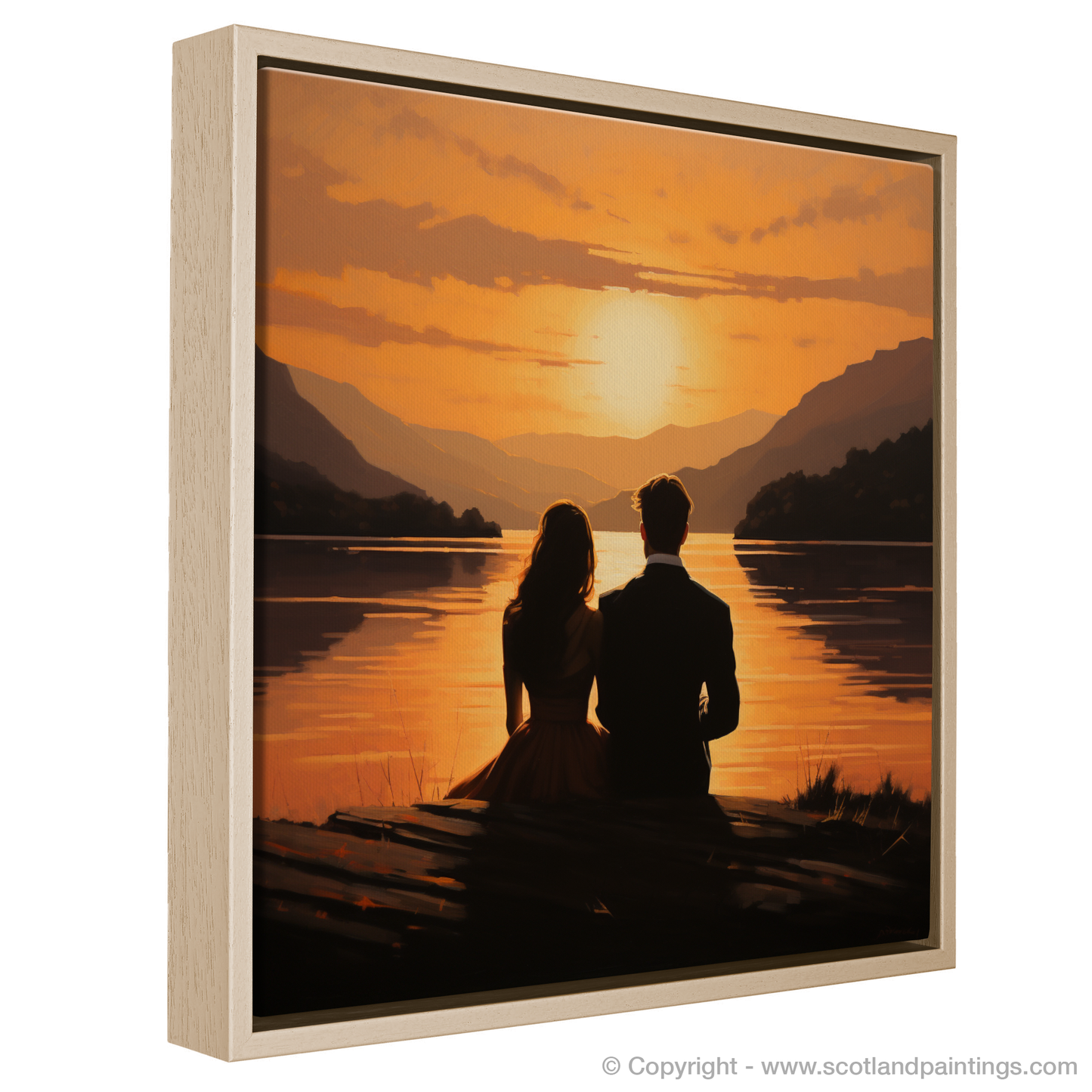 Painting and Art Print of Sunset over Loch Lomond entitled "Sunset Serenade over Loch Lomond".